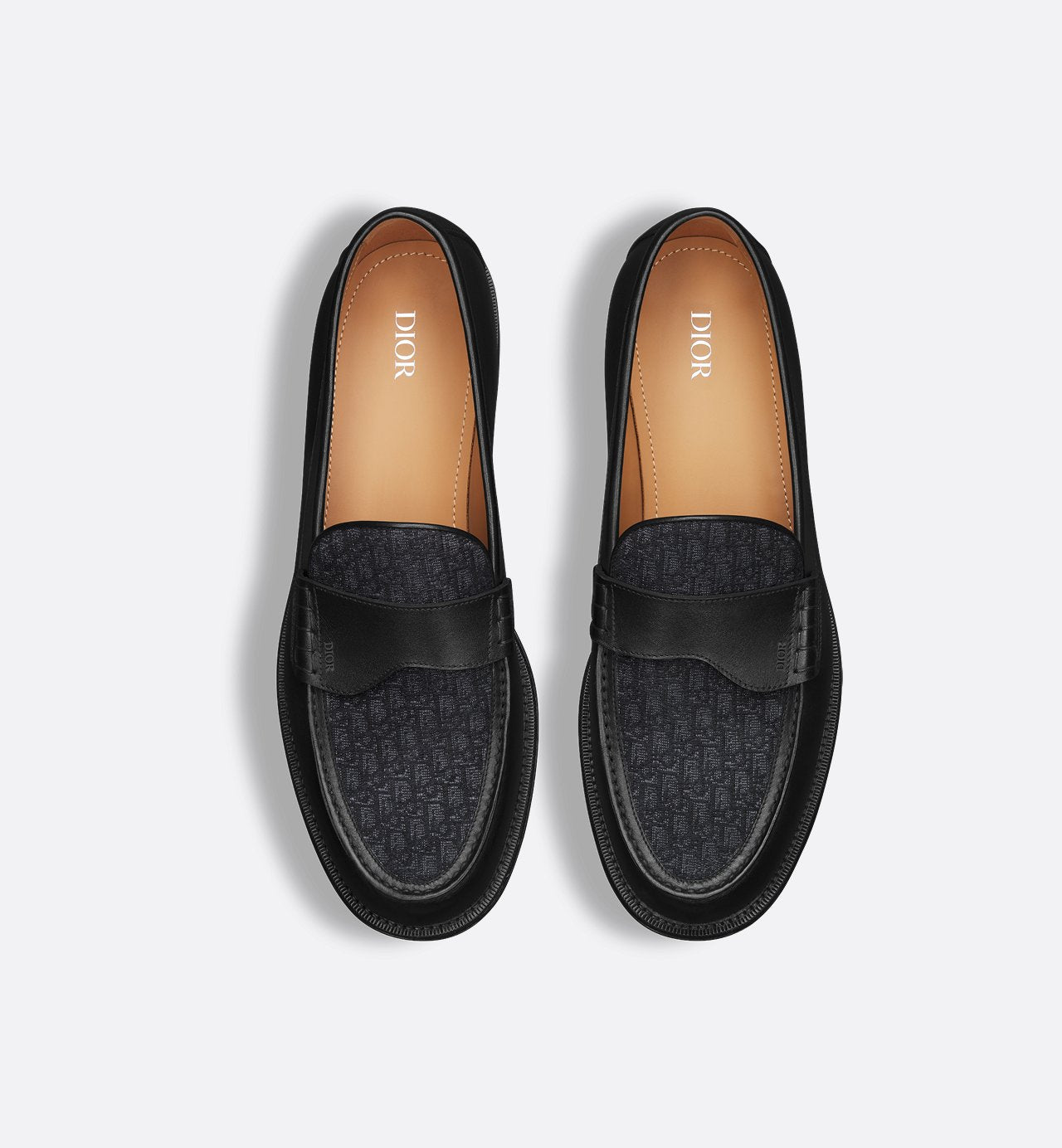 Granville Loafer Black Smooth Calfskin And Black Dior Oblique Jacquard