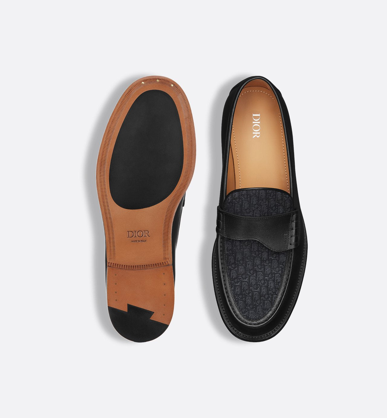 Granville Loafer Black Smooth Calfskin And Black Dior Oblique Jacquard