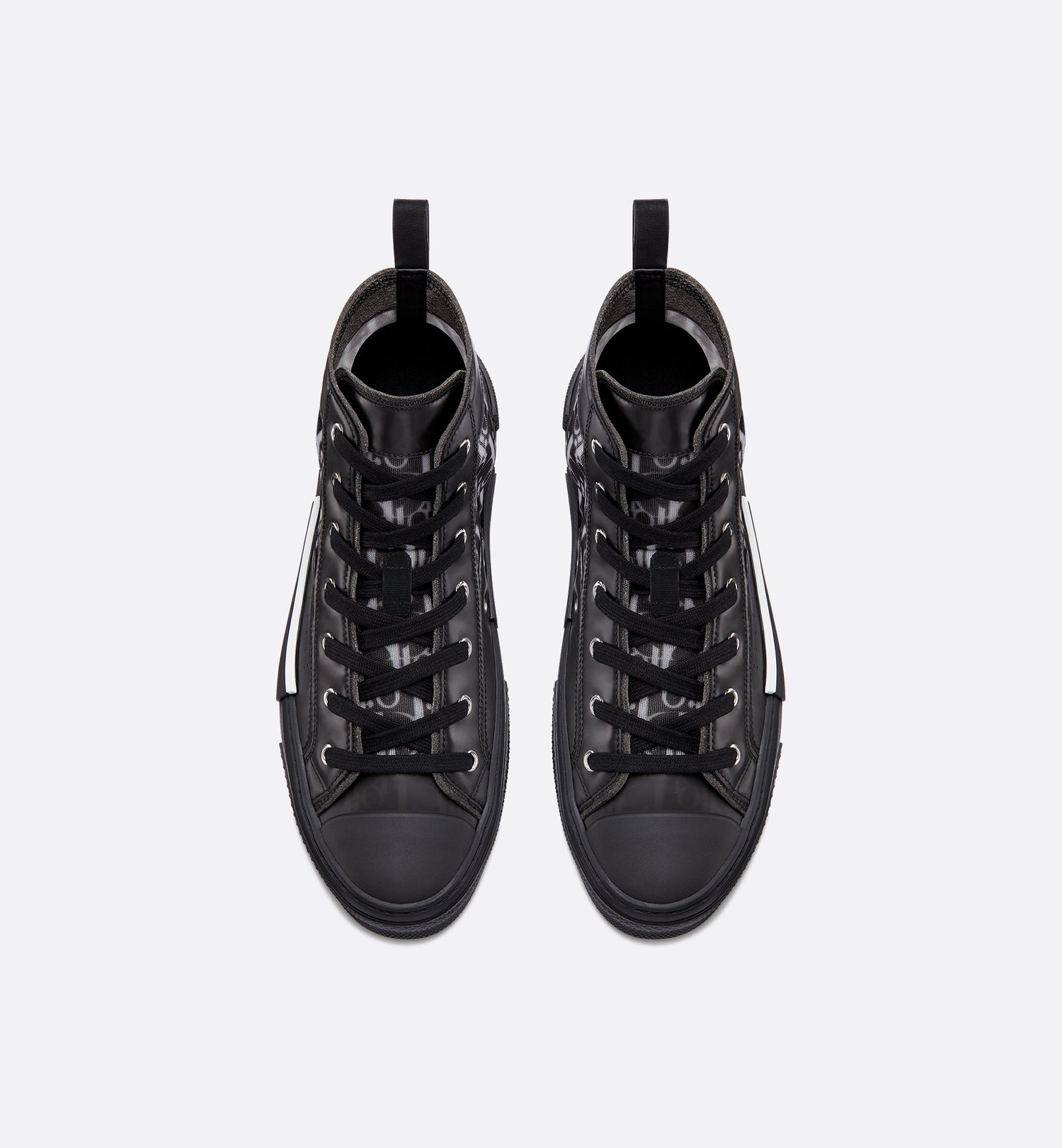 B23 High Top Sneaker Black And White Dior Oblique Canvas With Black Calfskin