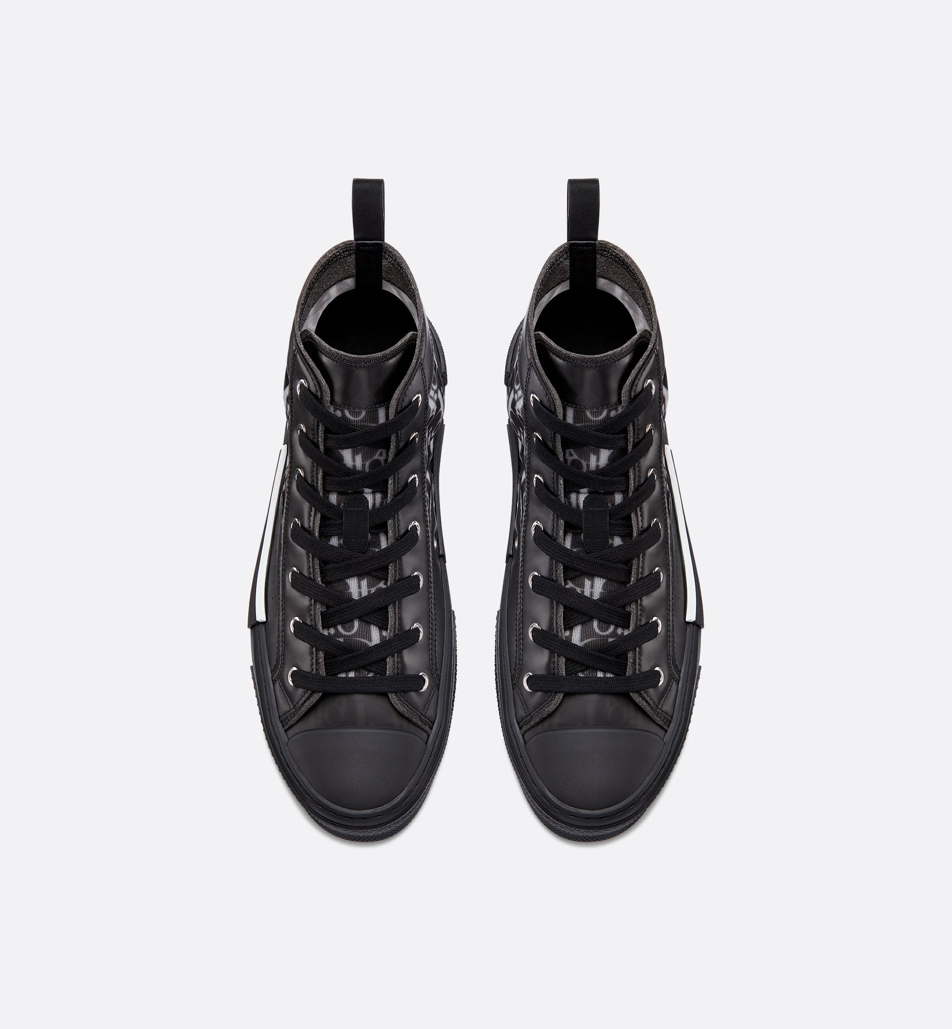 B23 High Top Sneaker Black And White Dior Oblique Canvas With Black Calfskin