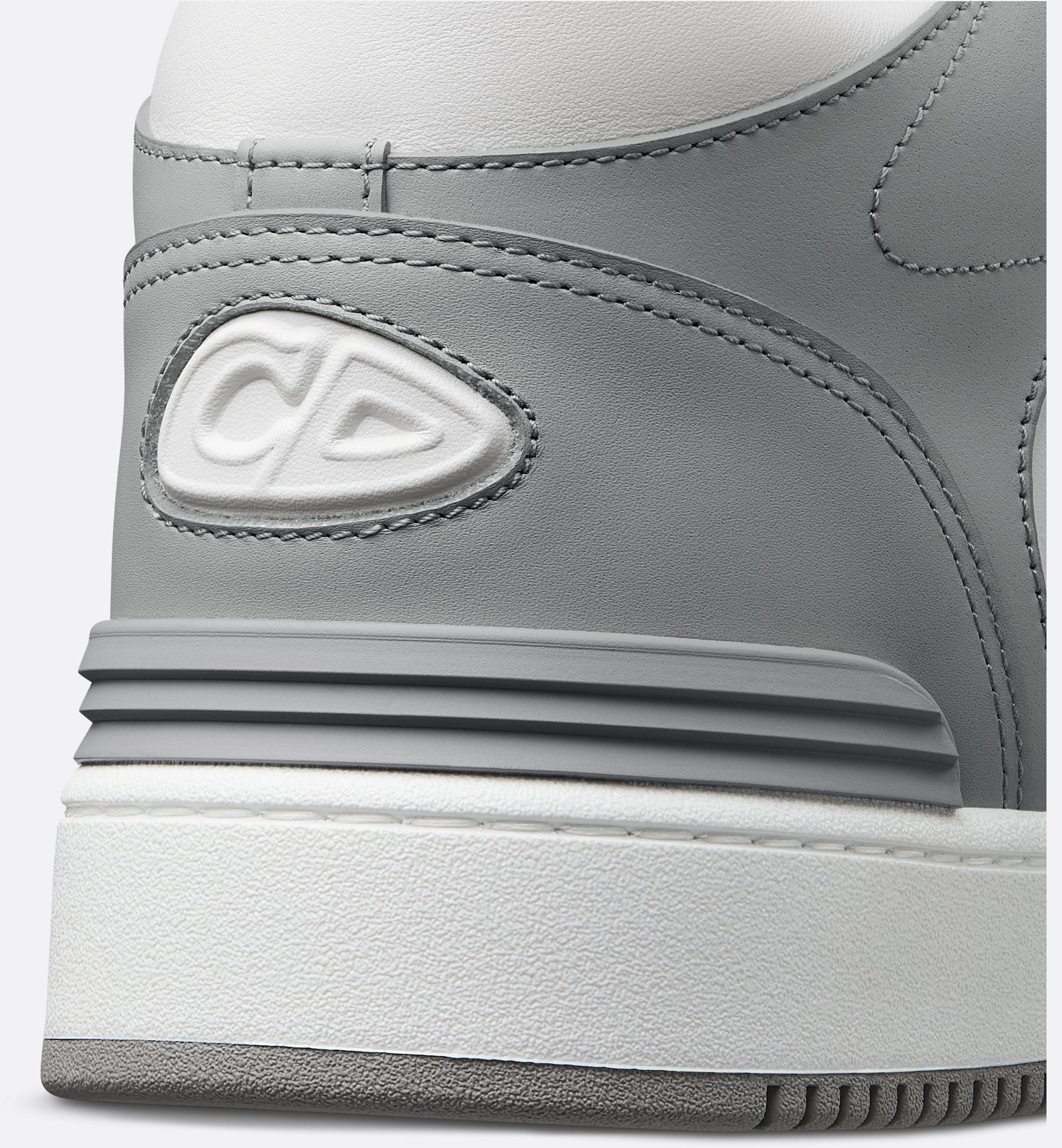 B57 Mid Top Sneaker Gray And White Smooth Calfskin With Beige And Black Dior Oblique Jacquard