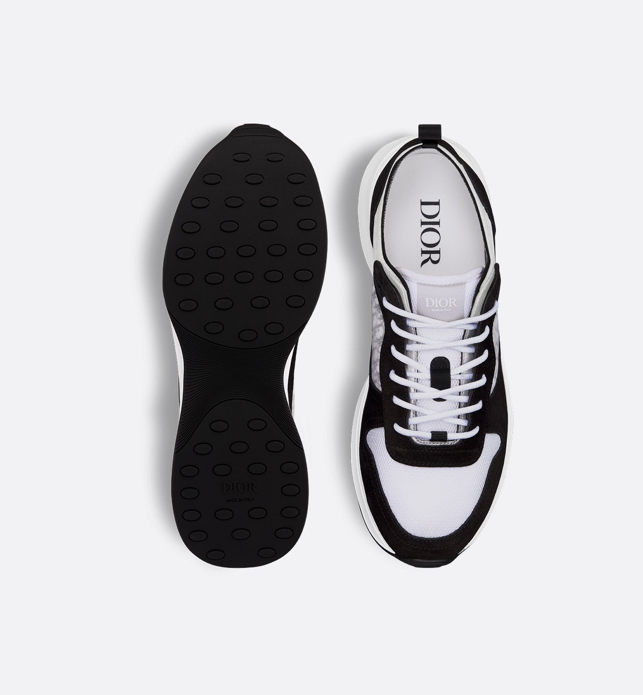 B25 Runner Sneaker Black Suede With White Technical Mesh And Black Dior Oblique Canvas