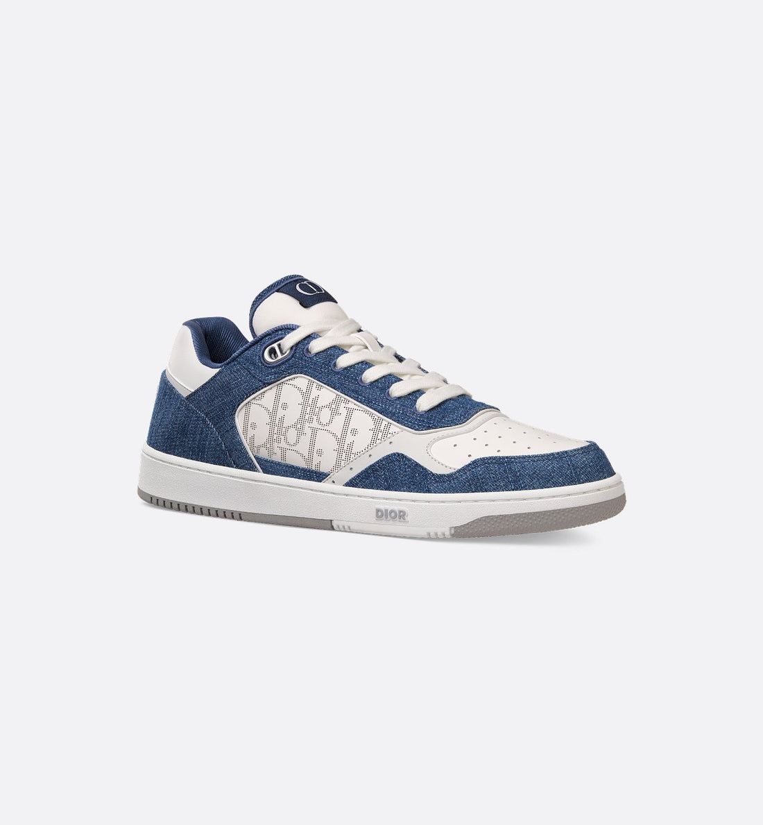 B27 Low Top Sneaker White Smooth Calfskin Blue Denim And White Dior Oblique Galaxy Leather