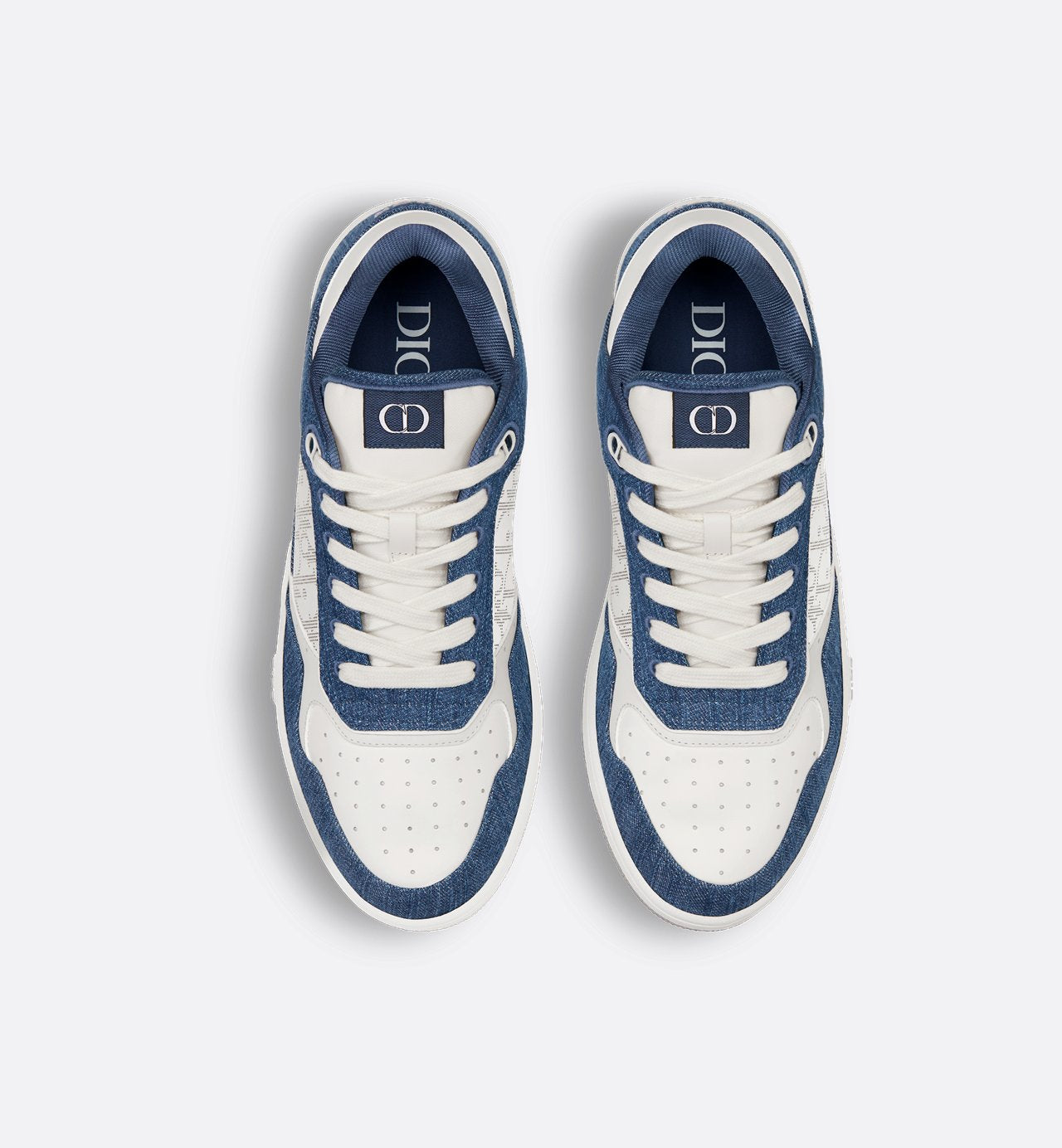 B27 Low Top Sneaker White Smooth Calfskin Blue Denim And White Dior Oblique Galaxy Leather