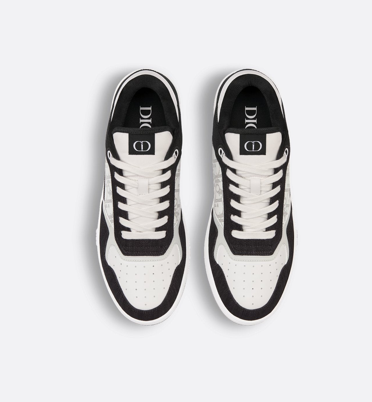 B27 Low Top Sneaker White Smooth Calfskin Black Denim And White Dior Oblique Galaxy Leather