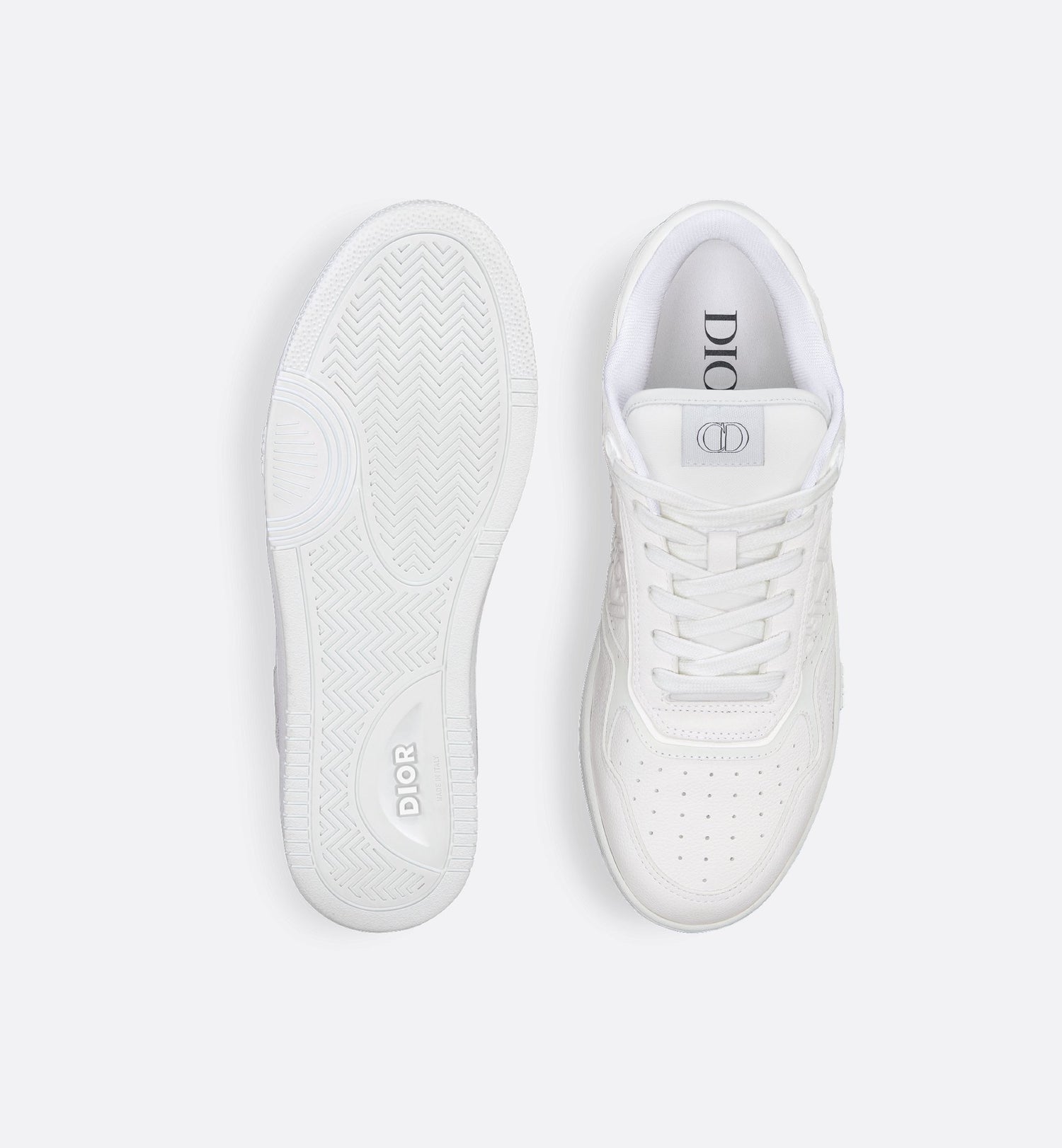 B27 Low Top Sneaker White Grained Calfskin And White Dior Gravity Leather