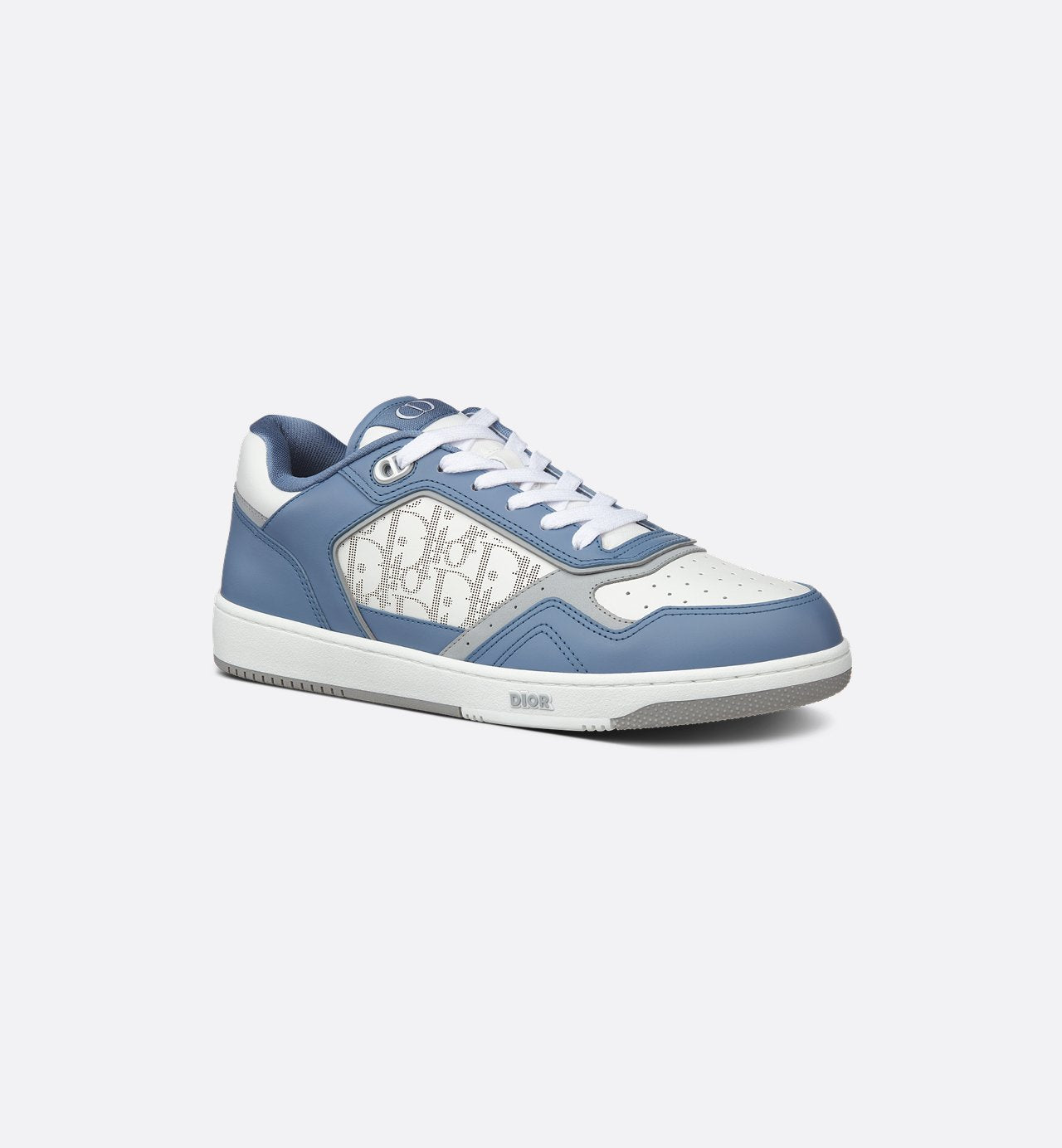 B27 Low Top Sneaker Blue And White Smooth Calfskin With White Dior Oblique Galaxy Leather