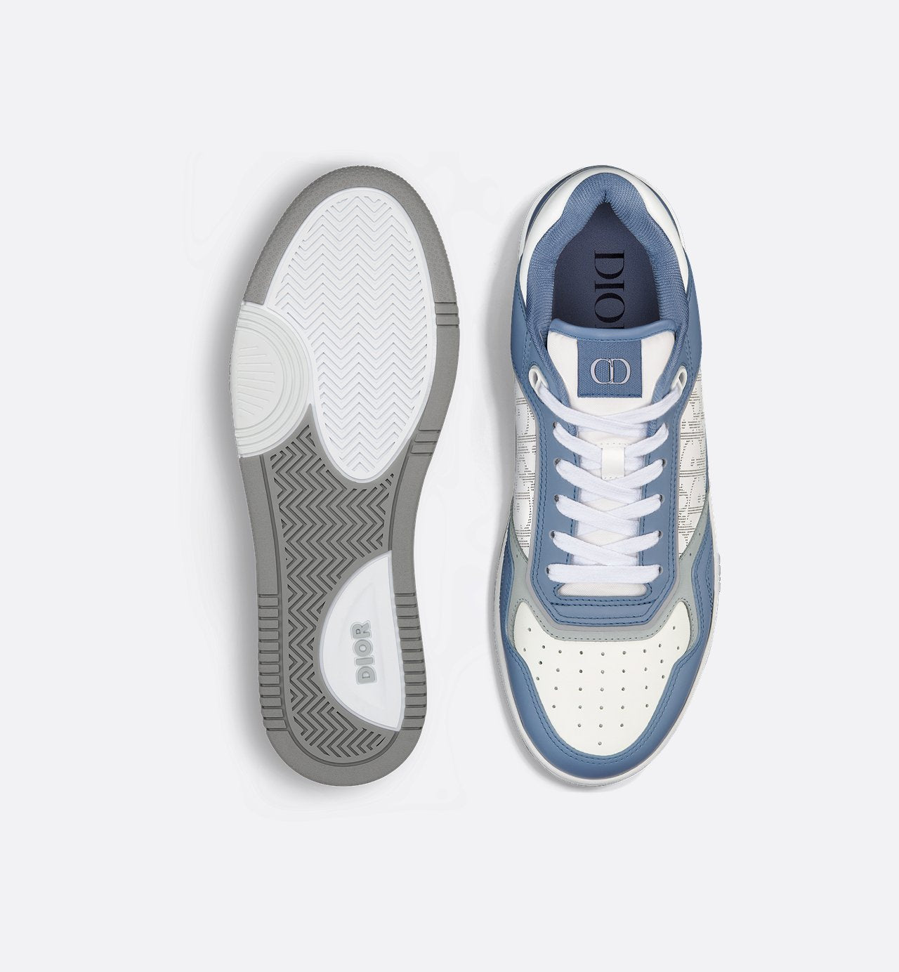 B27 Low Top Sneaker Blue And White Smooth Calfskin With White Dior Oblique Galaxy Leather