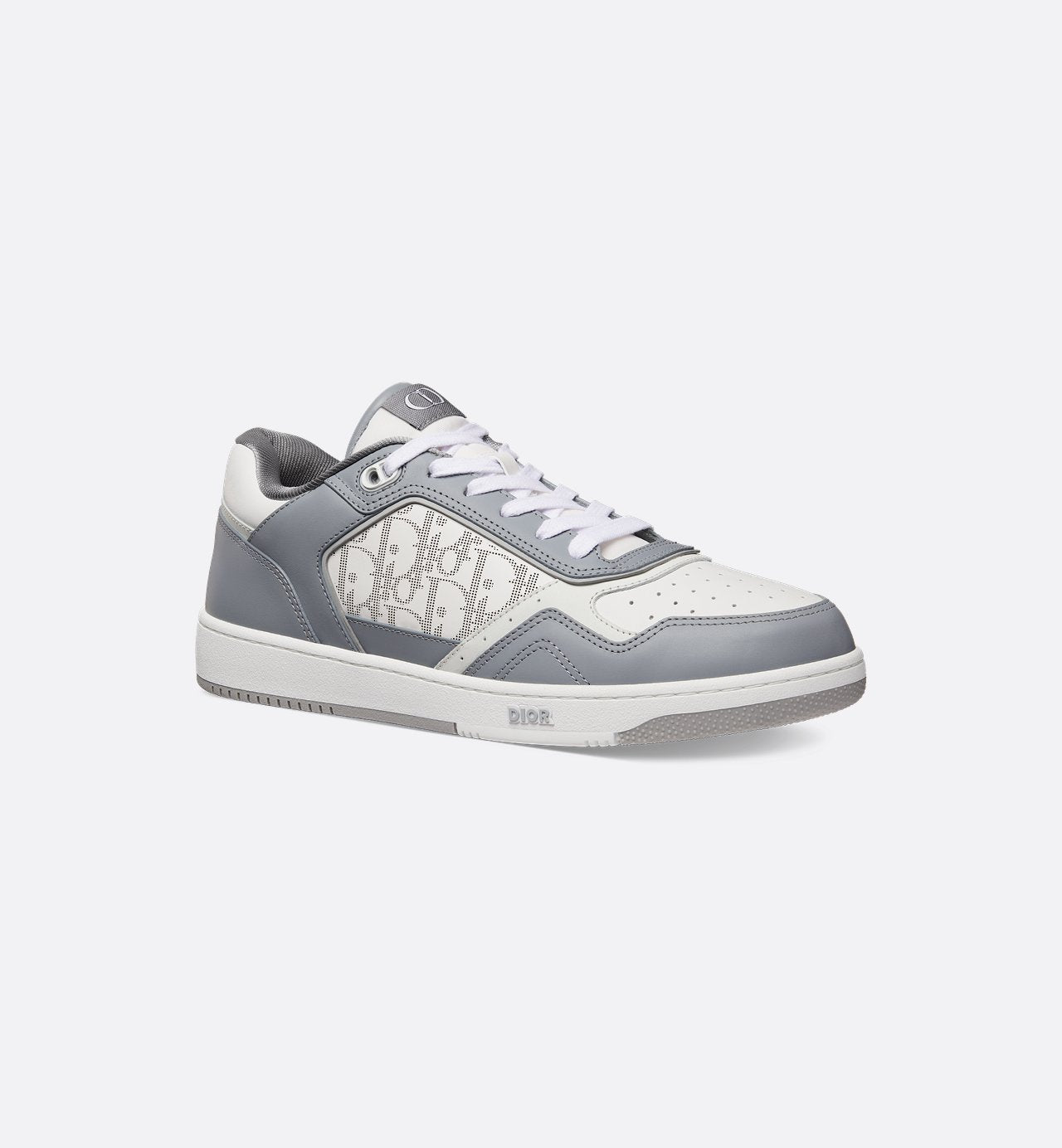 B27 Low Top Sneaker Dior Gray Smooth Calfskin And White Dior Oblique Galaxy Leather