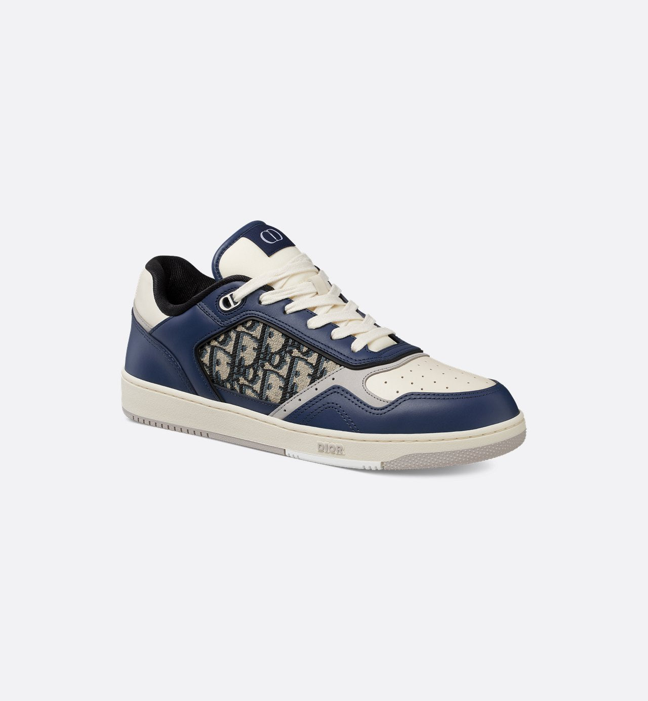 B27 Low Top Sneaker Blue Cream And Dior Gray Smooth Calfskin With Beige And Black Dior Oblique Jacquard