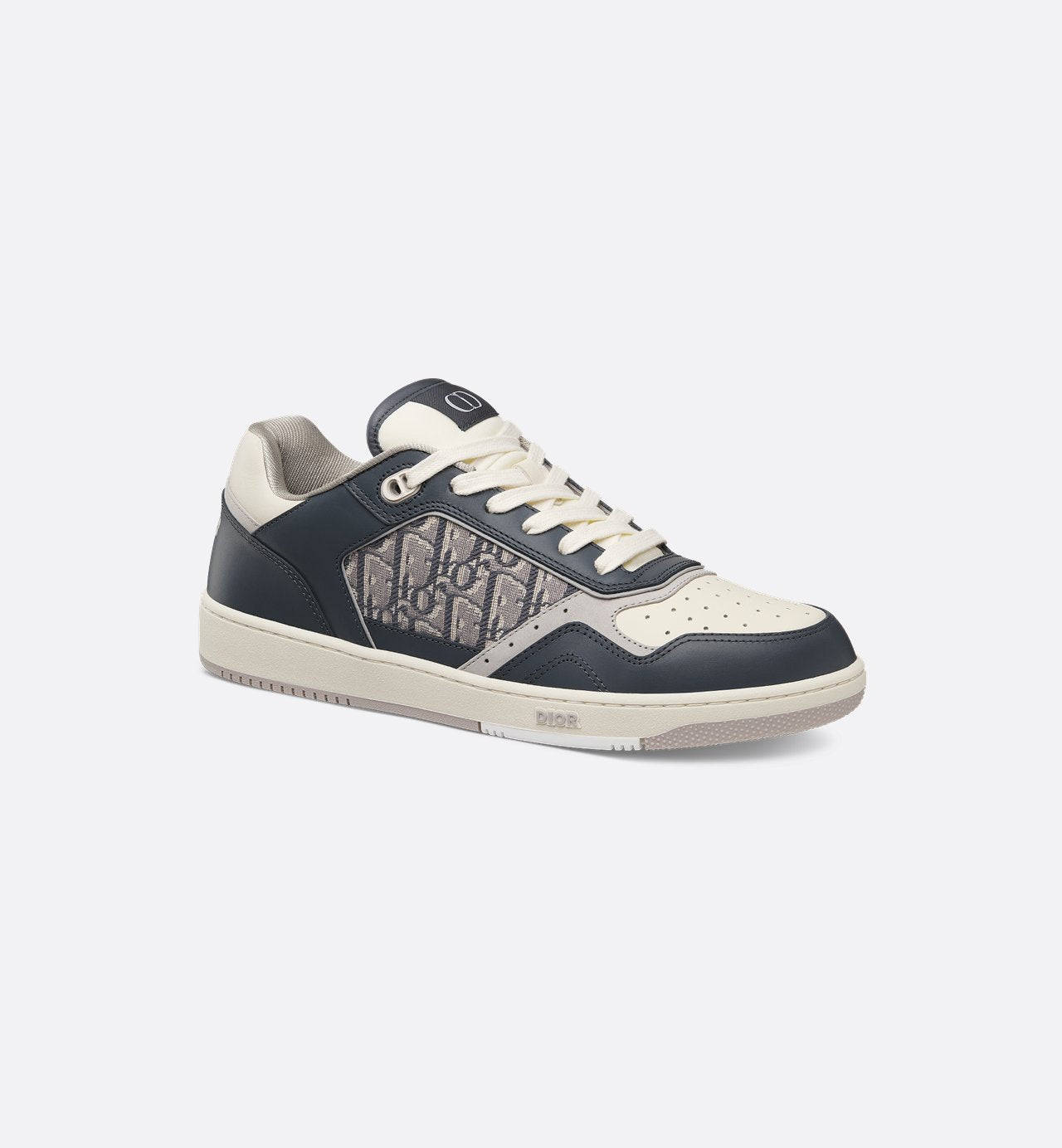 B27 Low Top Sneaker Deep Gray And Cream Smooth Calfskin With Deep Gray Dior Oblique Jacquard