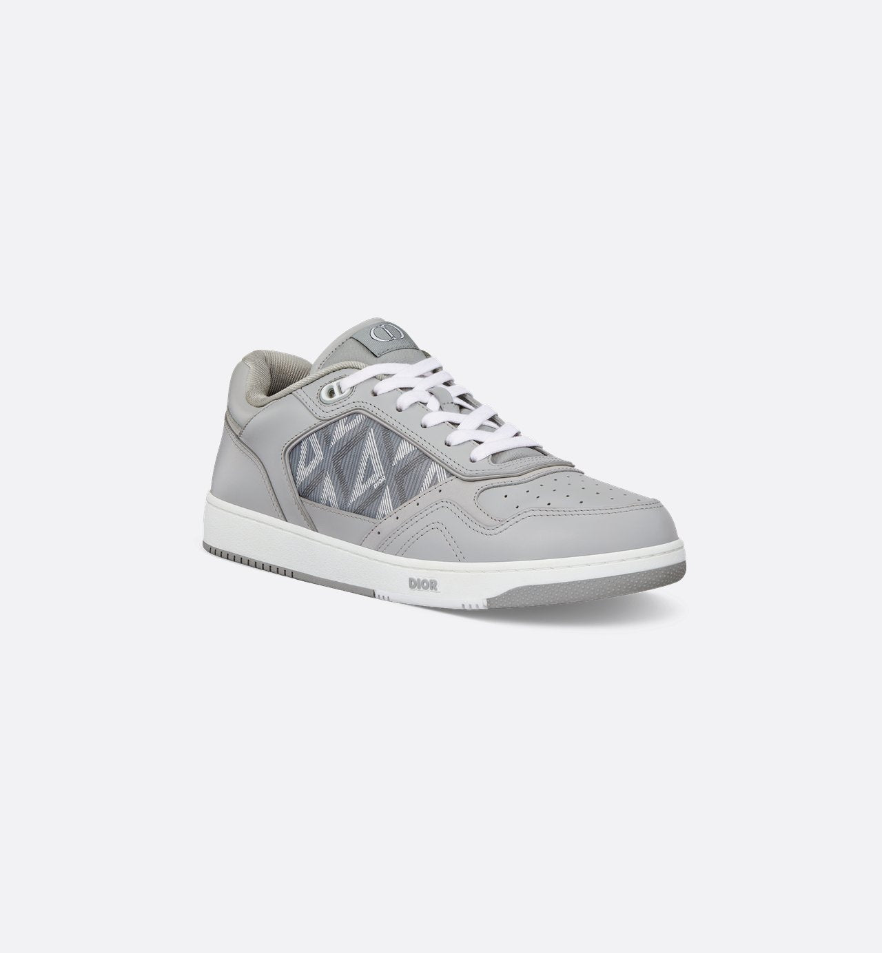 B27 Low Top Sneaker Dior Gray Smooth Calfskin And Dior Gray Coated Cotton Canvas With Cd Diamond Print