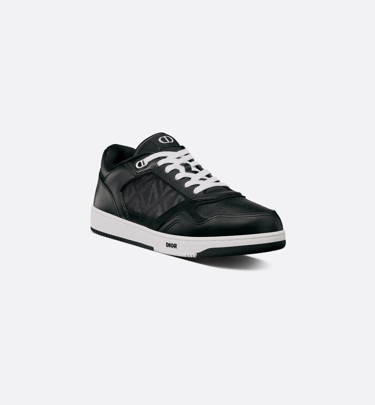 B27 Low Top Sneaker Black Smooth Calfskin With Coated Cotton Canvas With Cd Diamond Print