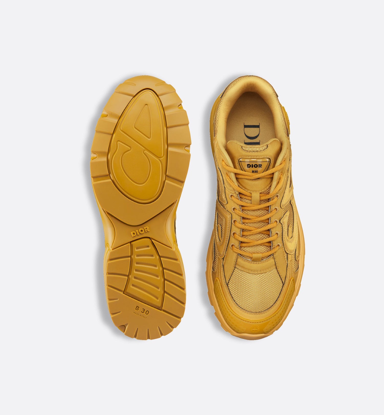 Dior And Stone Island B30 Sneaker Limited And Numbered Edition Yellow Technical Mesh And Yellow Dyed Cotton