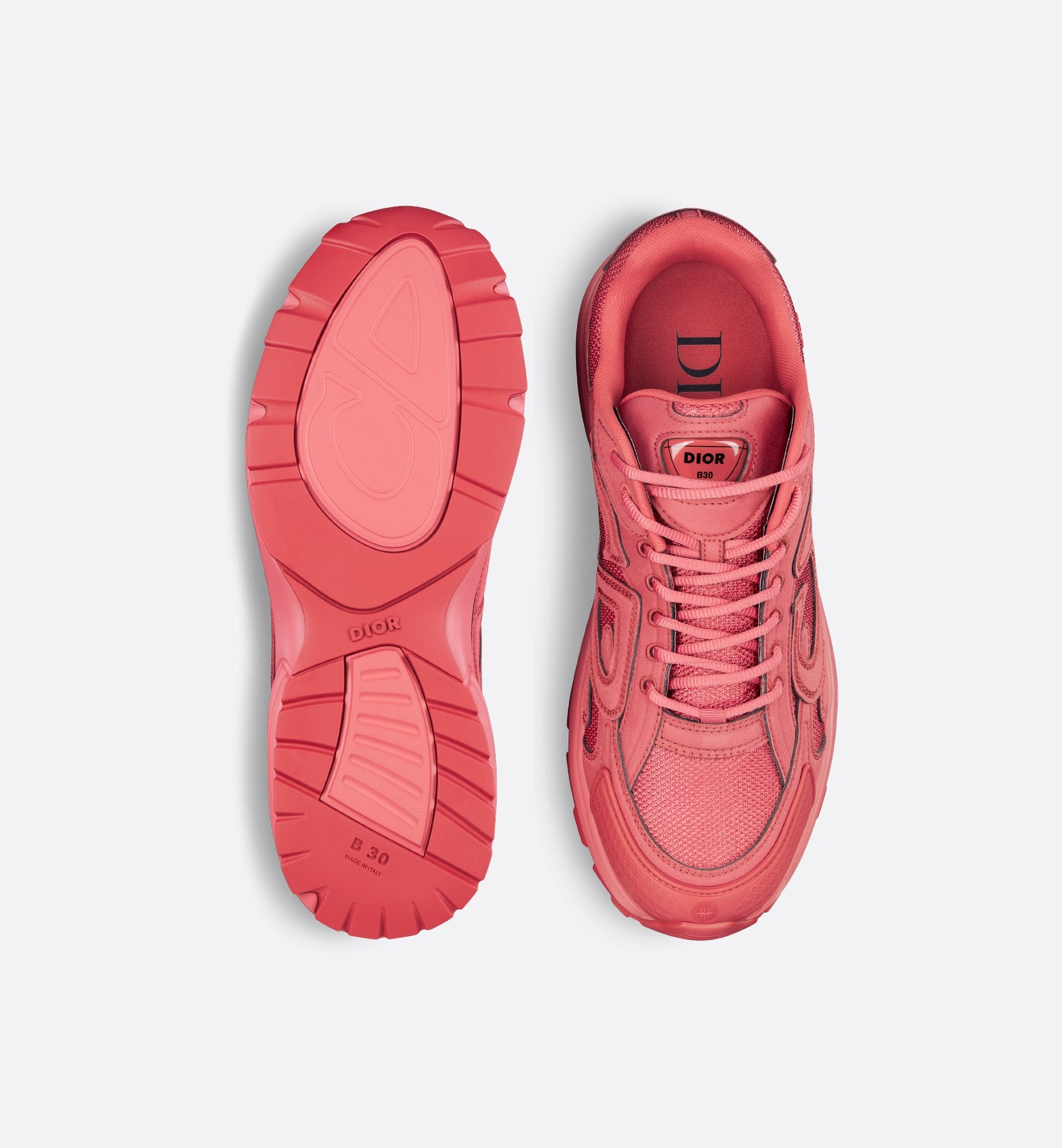 Dior And Stone Island B30 Sneaker Limited And Numbered Edition Red Technical Mesh And Red Dyed Cotton