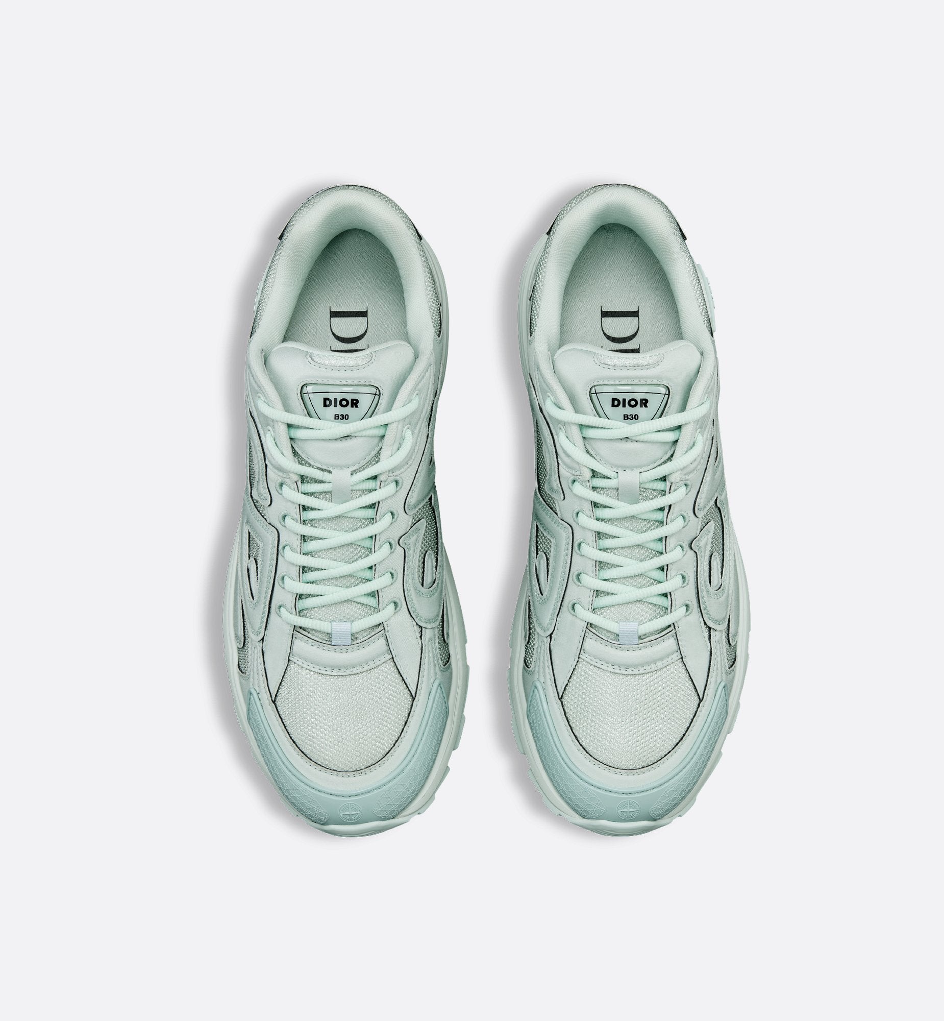 Dior And Stone Island B30 Sneaker Limited And Numbered Edition Light Green Technical Mesh And Light Green Dyed Cotton