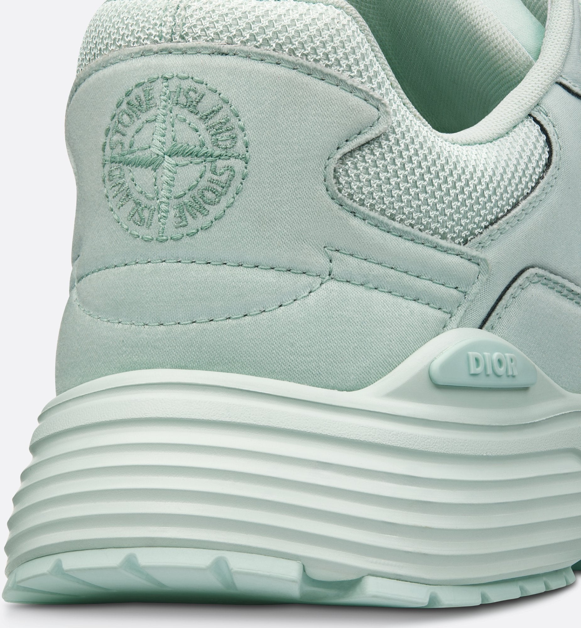 Dior And Stone Island B30 Sneaker Limited And Numbered Edition Light Green Technical Mesh And Light Green Dyed Cotton