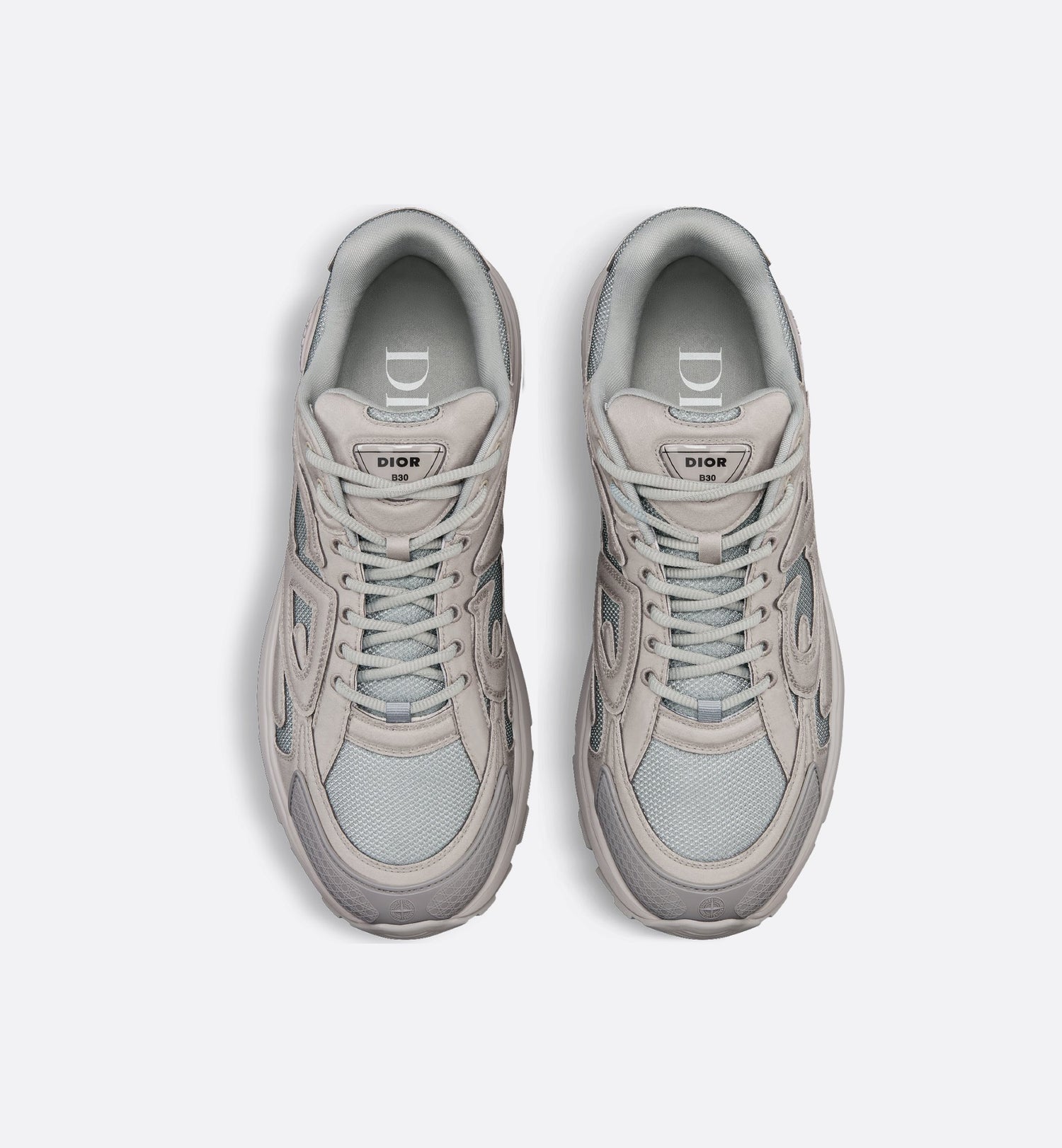 Dior And Stone Island B30 Sneaker Limited And Numbered Edition Gray Technical Mesh And Gray Dyed Cotton