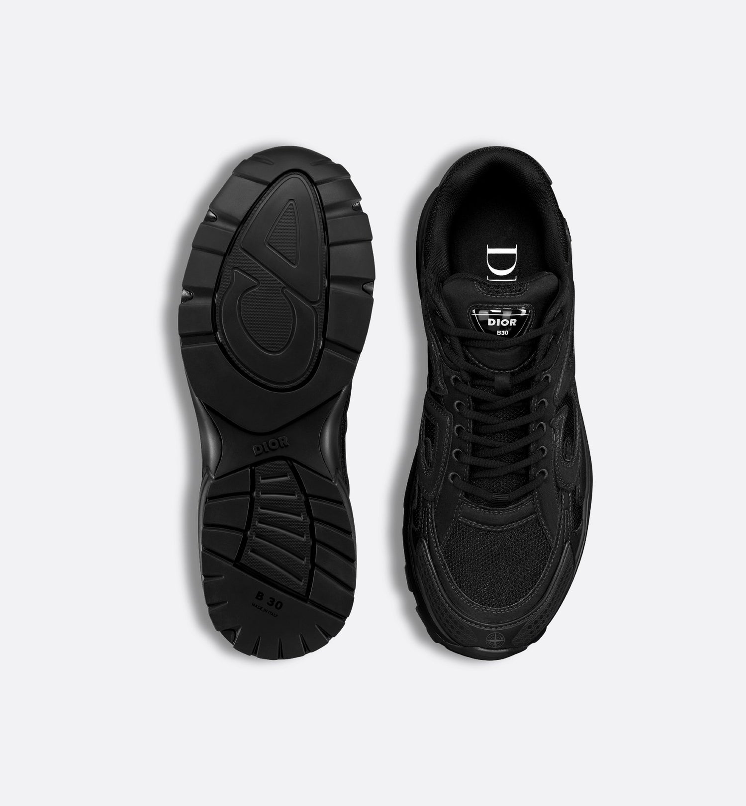 Dior And Stone Island B30 Sneaker Limited And Numbered Edition Black Technical Mesh And Black Dyed Cotton