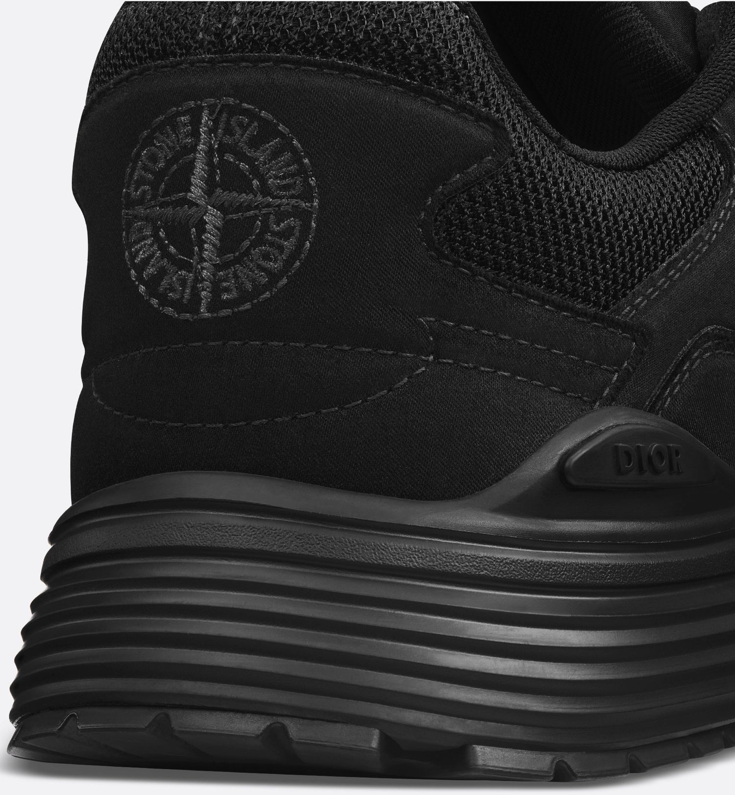 Dior And Stone Island B30 Sneaker Limited And Numbered Edition Black Technical Mesh And Black Dyed Cotton