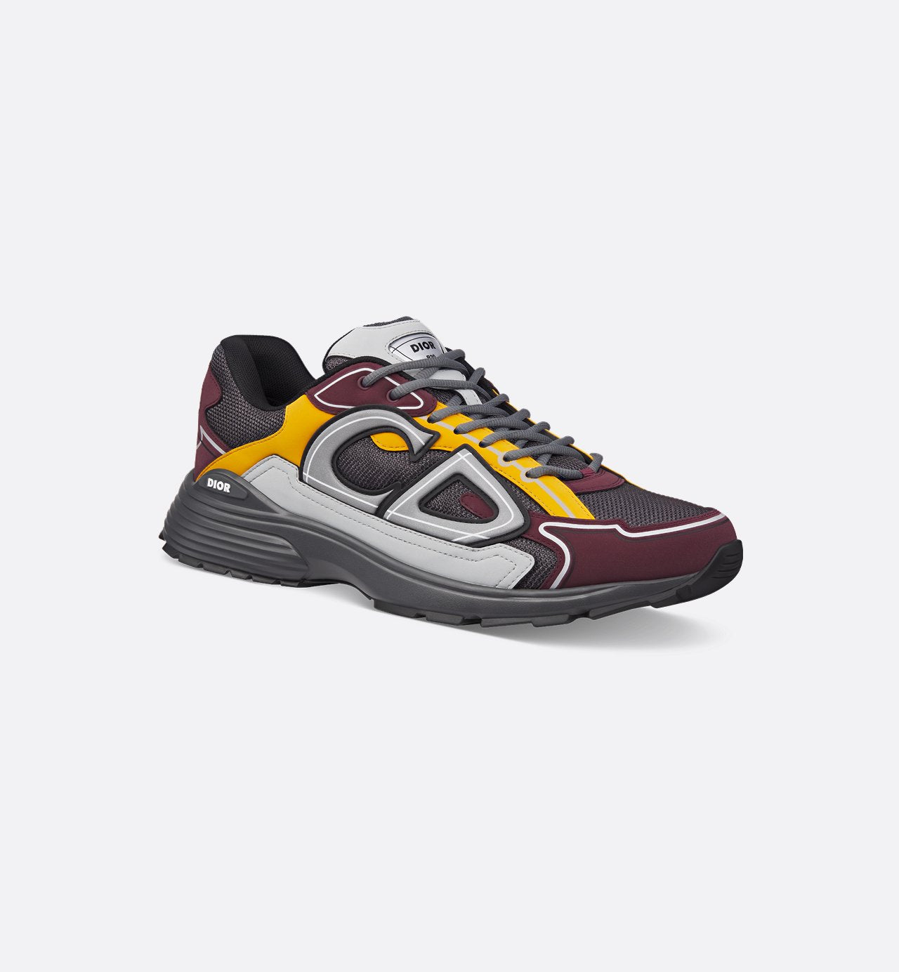 B30 Sneaker Deep Gray Mesh With Burgundy Yellow And Gray Technical Fabric