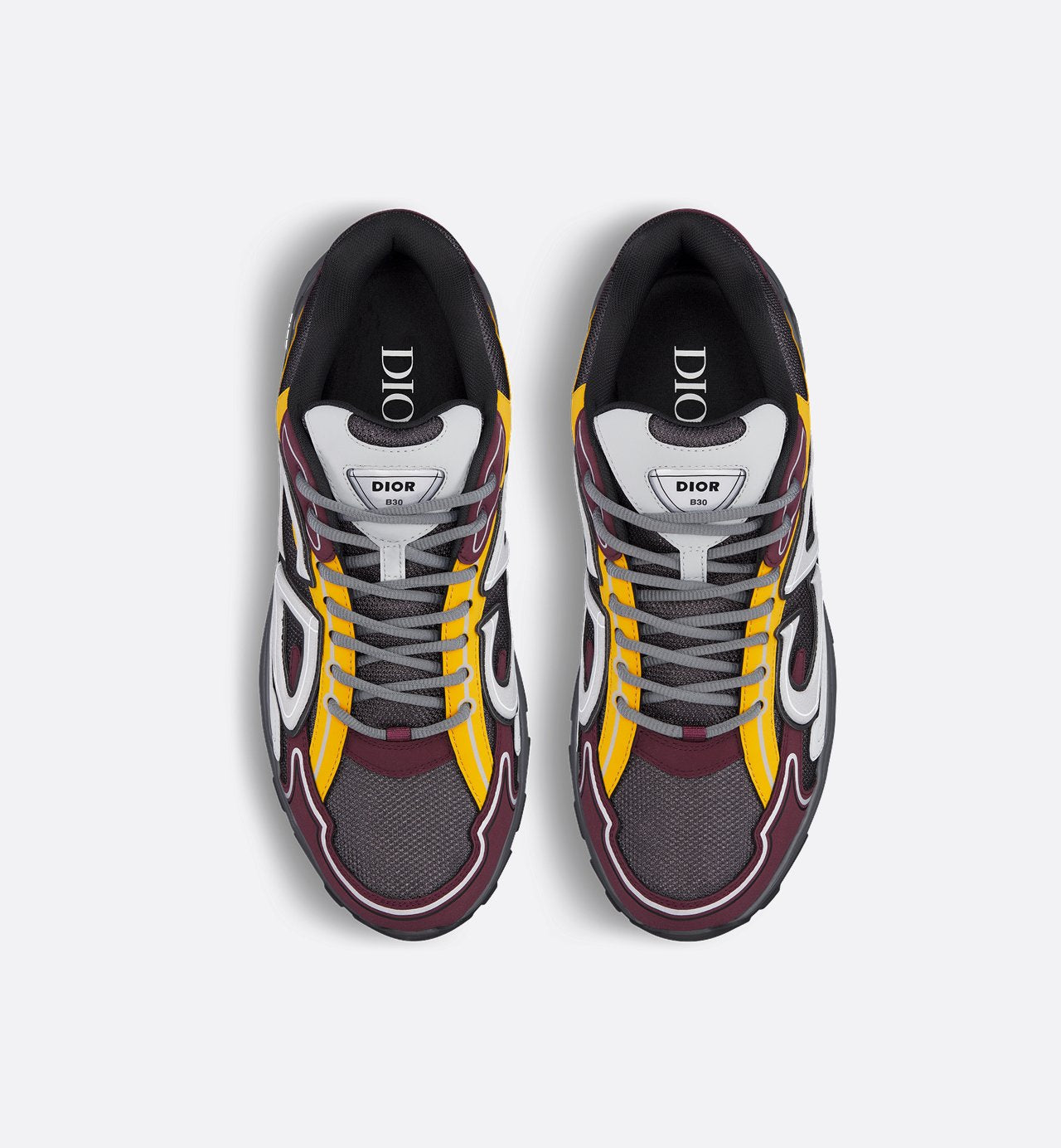 B30 Sneaker Deep Gray Mesh With Burgundy Yellow And Gray Technical Fabric