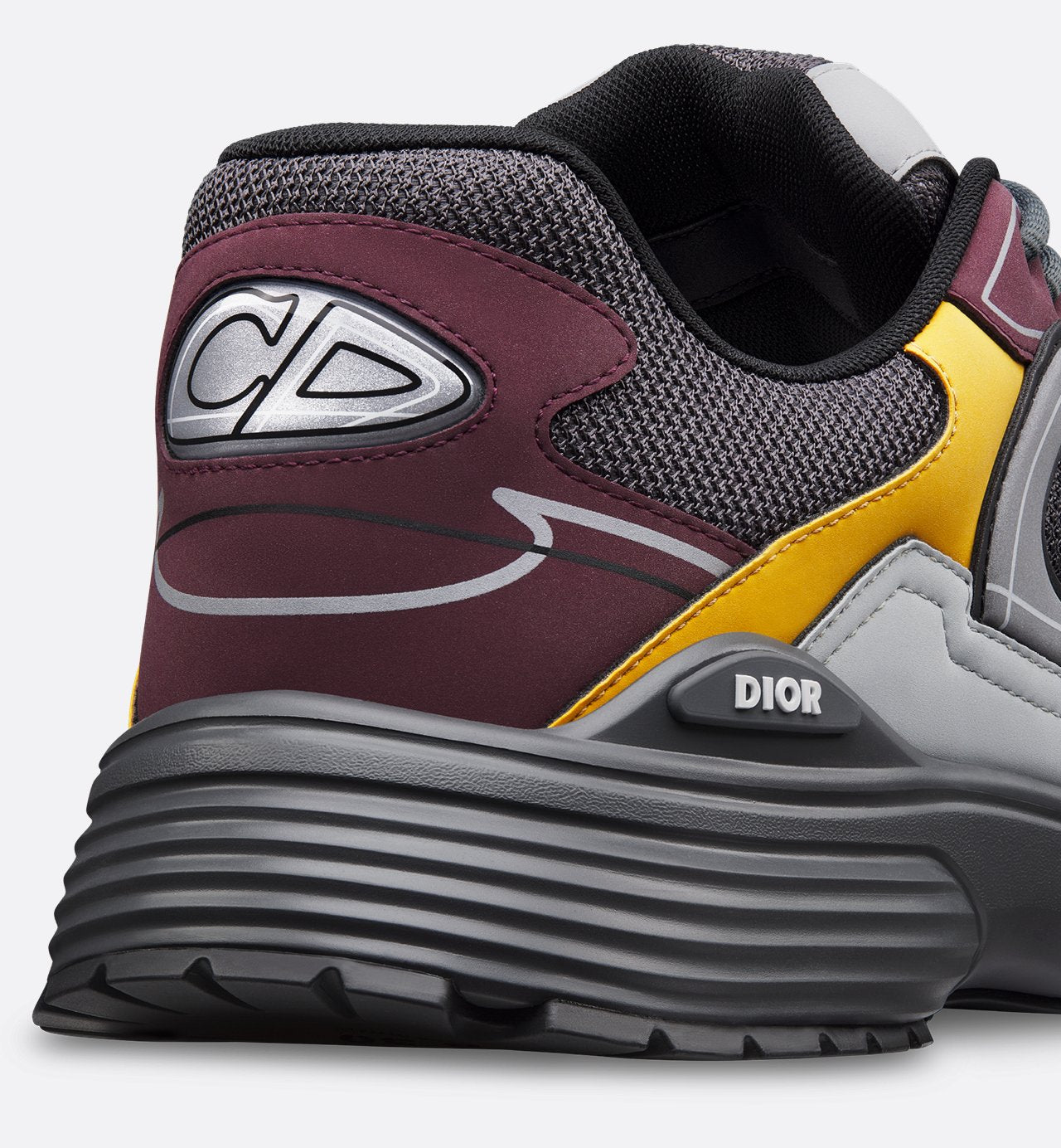 B30 Sneaker Deep Gray Mesh With Burgundy Yellow And Gray Technical Fabric