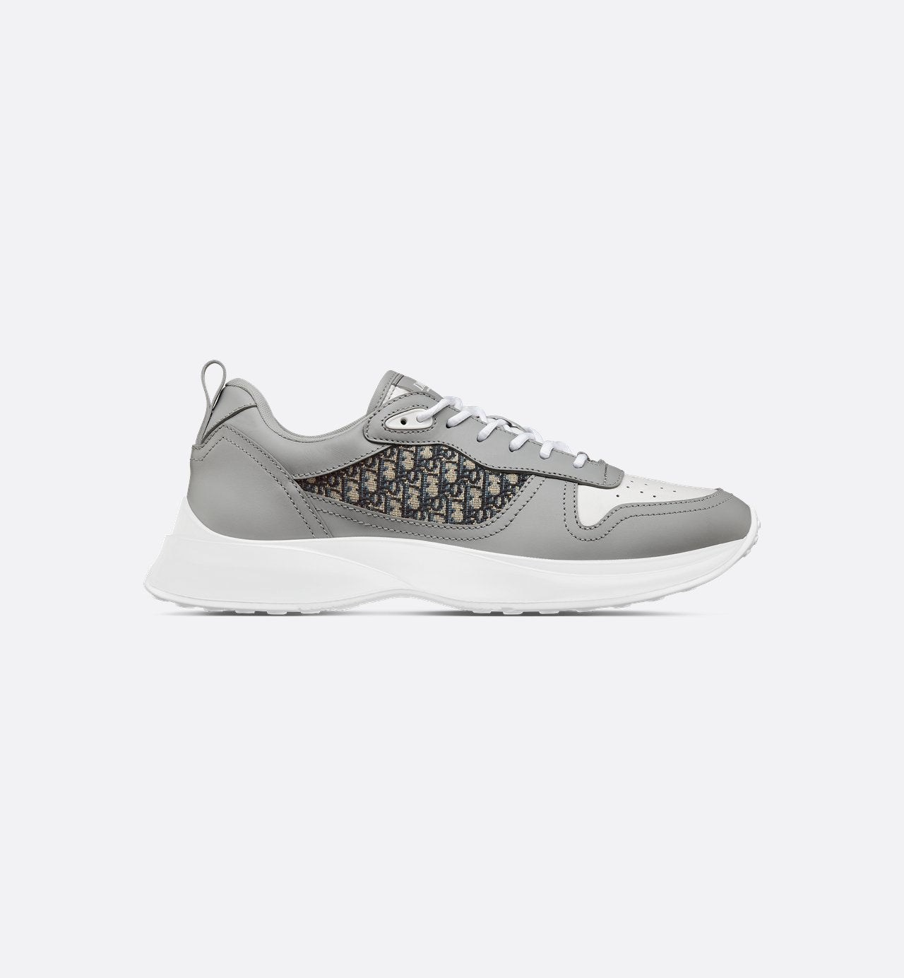 B25 Runner Sneaker Dior Gray And White Smooth Calfskin With Beige And Black Dior Oblique Jacquard