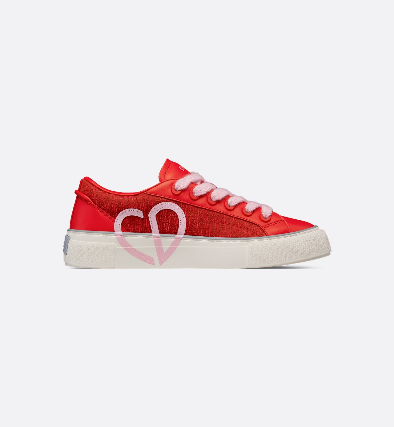 B33 Sneaker Red Smooth Calfskin And Red Dior Oblique Jacquard