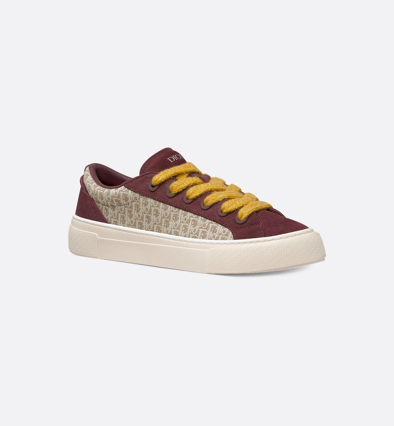 B33 Sneaker Beige Dior Oblique Jacquard And Burgundy Suede