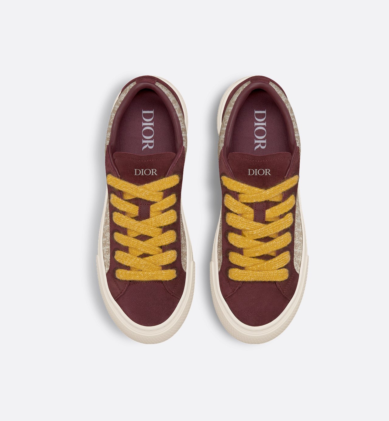 B33 Sneaker Beige Dior Oblique Jacquard And Burgundy Suede