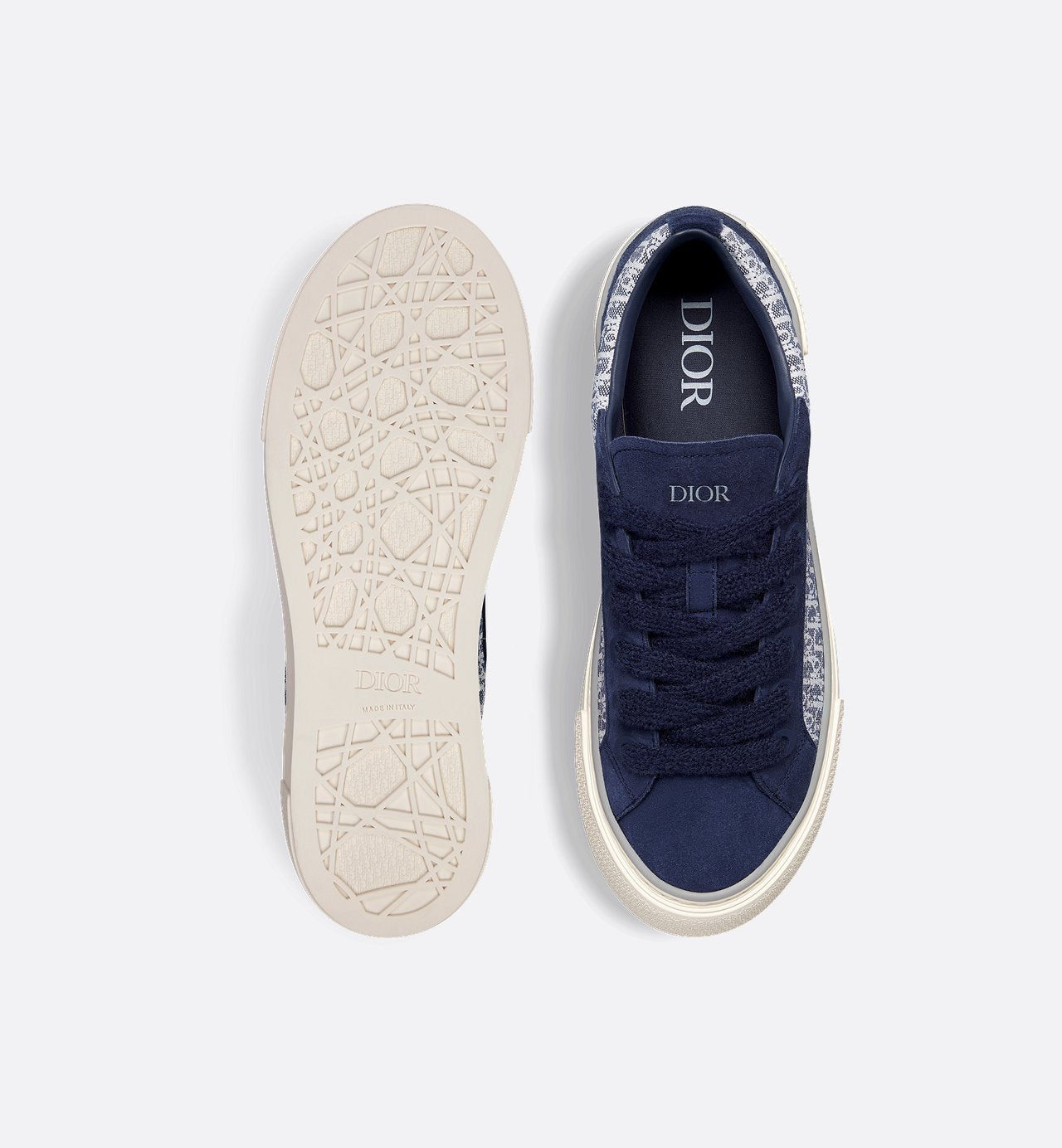 B33 Sneaker Navy Blue Dior Oblique Jacquard And Suede