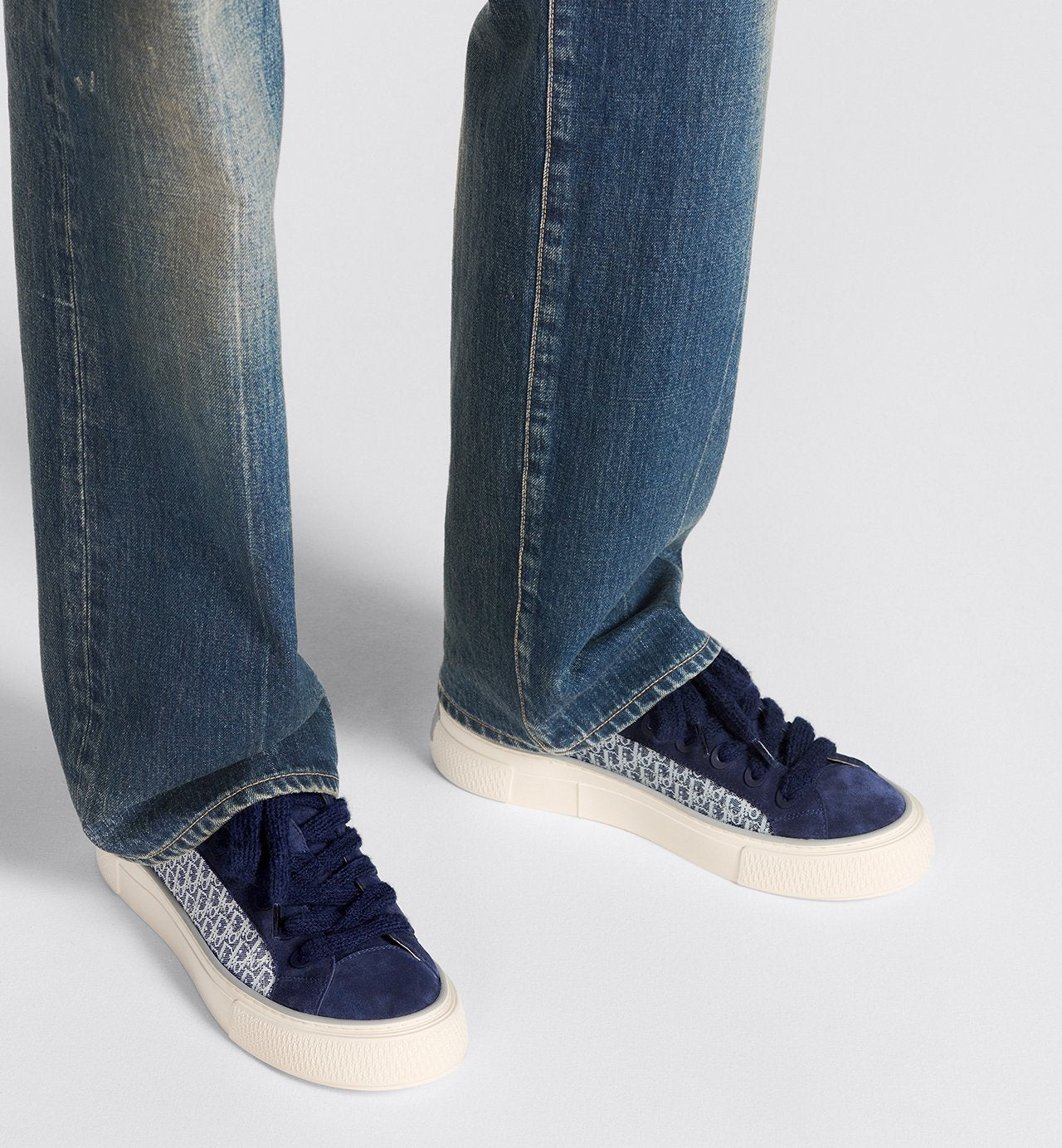 B33 Sneaker Navy Blue Dior Oblique Jacquard And Suede