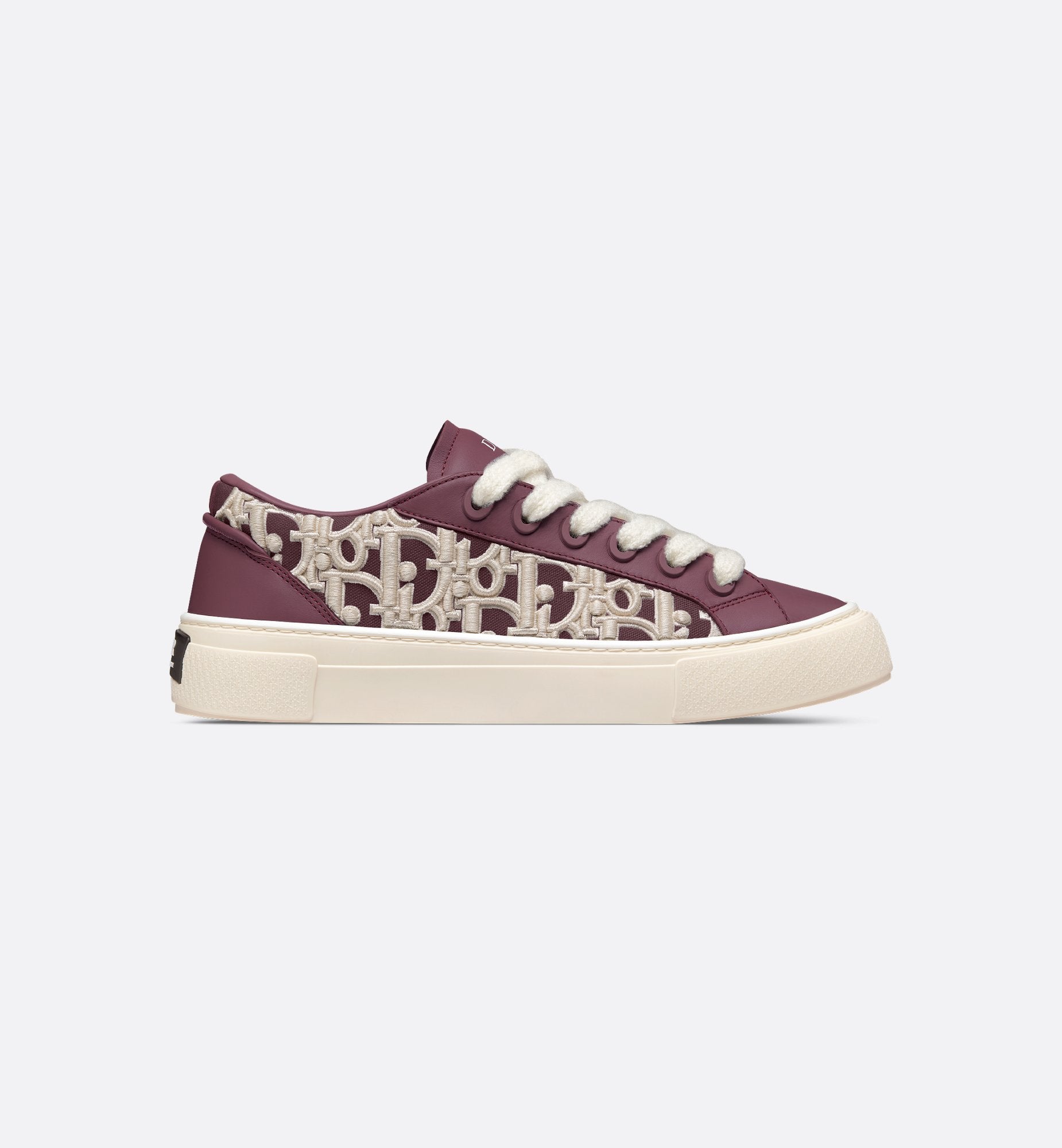 B33 Sneaker Limited And Numbered Edition Burgundy Smooth Calfskin With Cream Dior Oblique Raised Embroidery