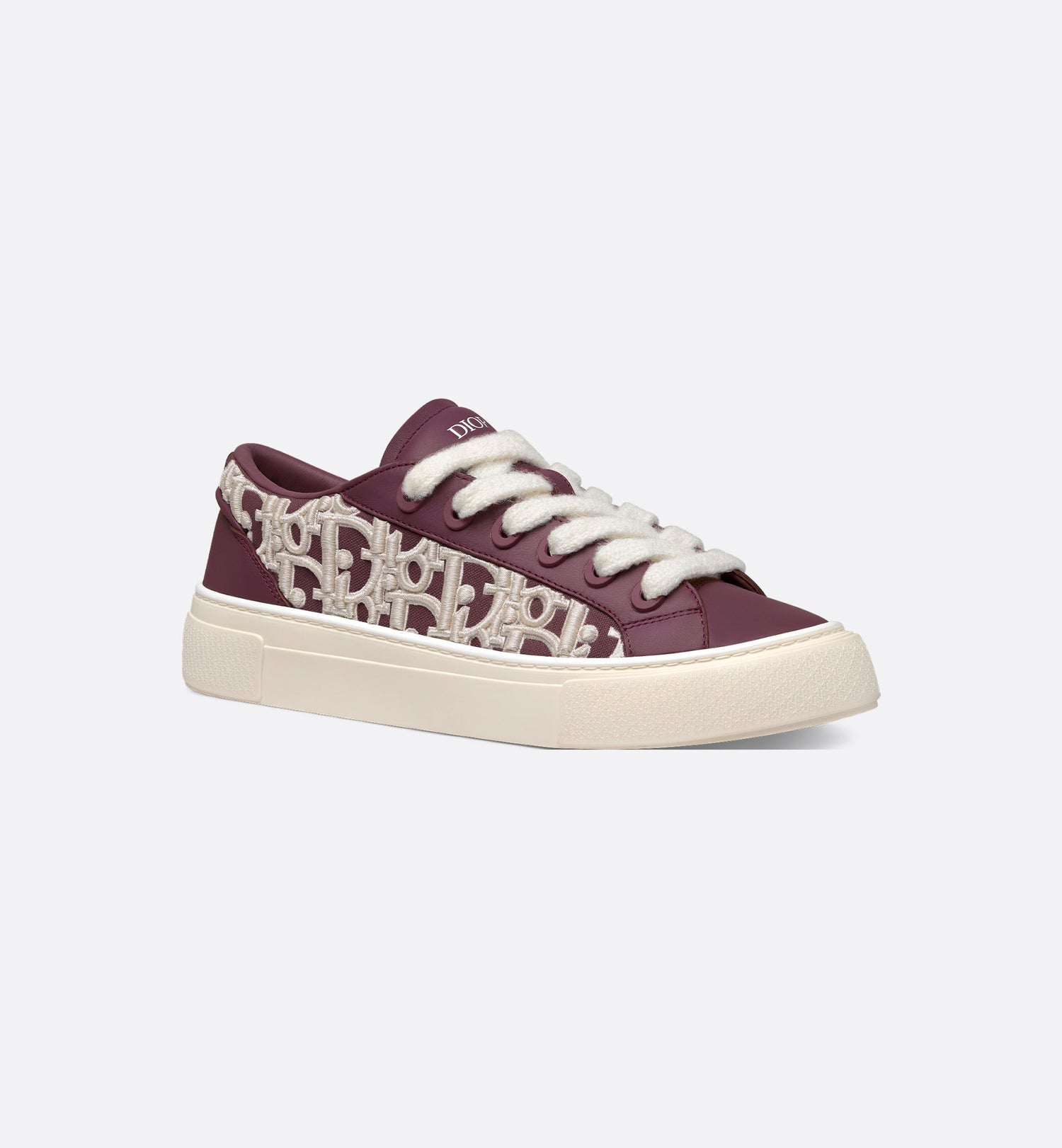 B33 Sneaker Limited And Numbered Edition Burgundy Smooth Calfskin With Cream Dior Oblique Raised Embroidery