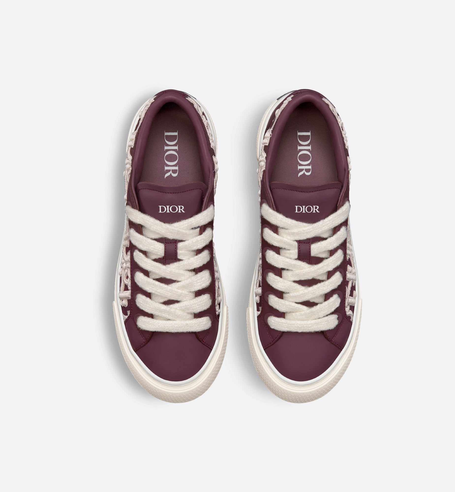 B33 Sneaker Limited And Numbered Edition Burgundy Smooth Calfskin With Cream Dior Oblique Raised Embroidery