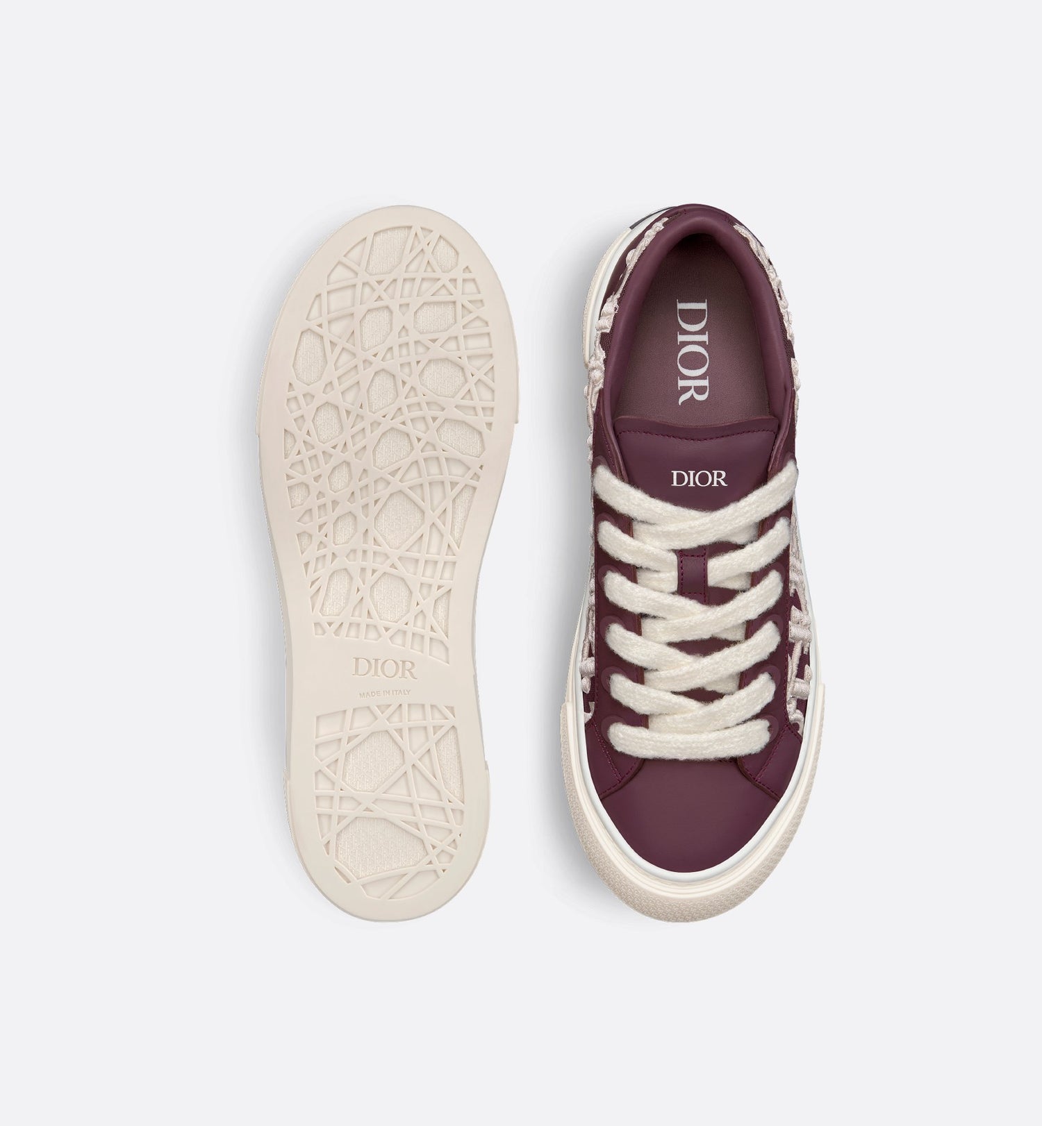 B33 Sneaker Limited And Numbered Edition Burgundy Smooth Calfskin With Cream Dior Oblique Raised Embroidery