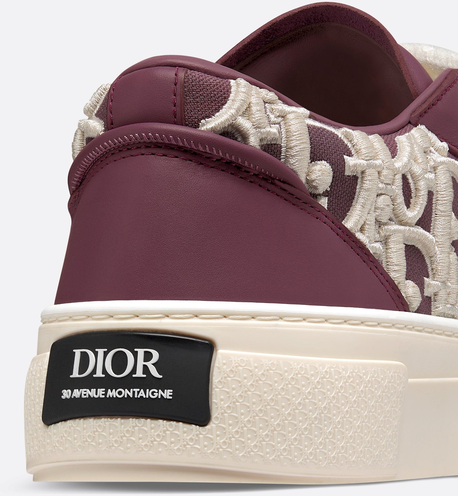 B33 Sneaker Limited And Numbered Edition Burgundy Smooth Calfskin With Cream Dior Oblique Raised Embroidery