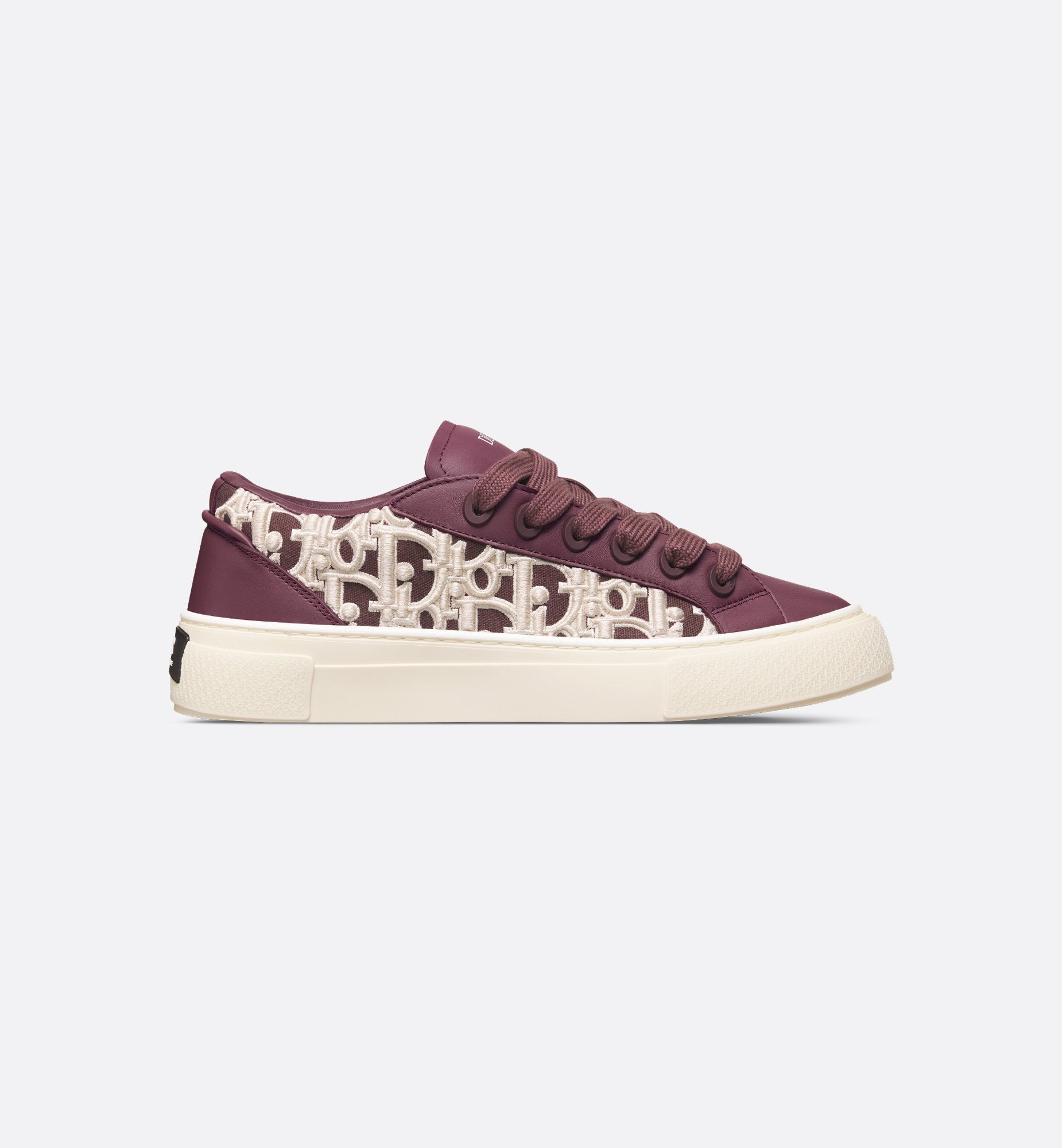 B33 Sneaker Limited And Numbered Edition Burgundy Smooth Calfskin With Cream Dior Oblique Raised Embroidery