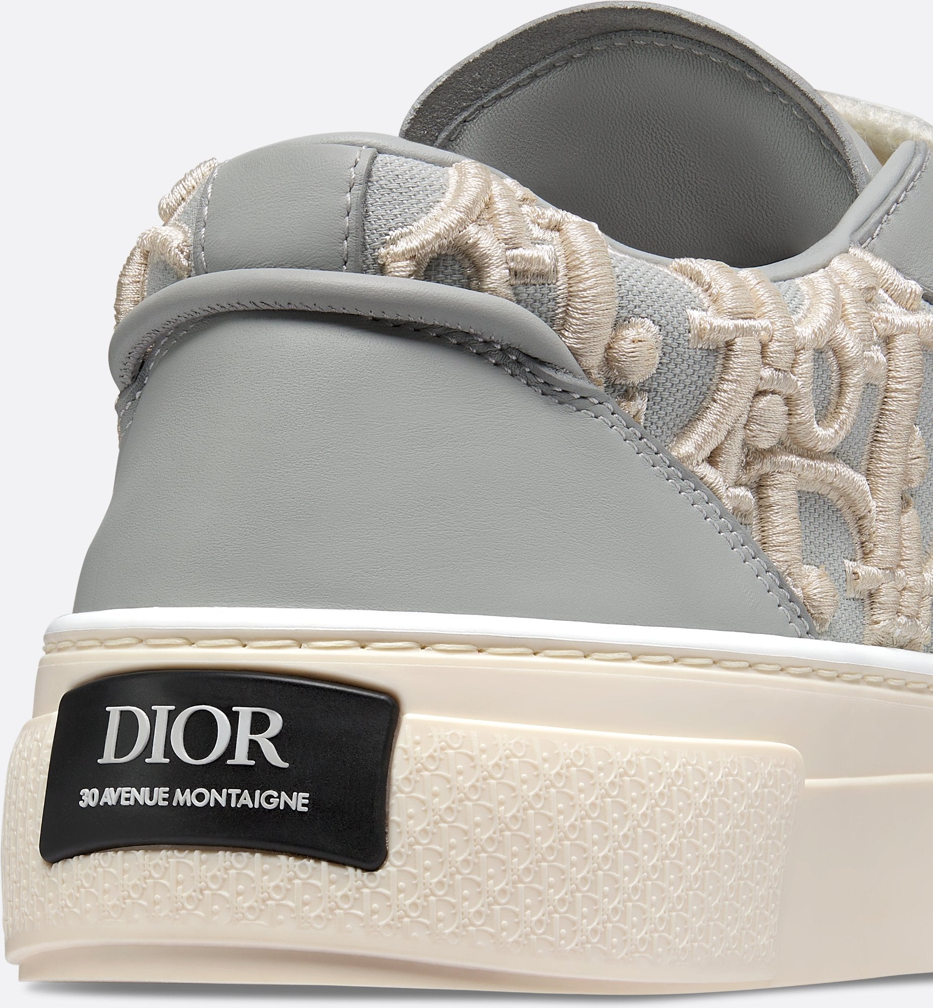 B33 Sneaker Limited And Numbered Edition Gray Smooth Calfskin With Cream Dior Oblique Raised Embroidery