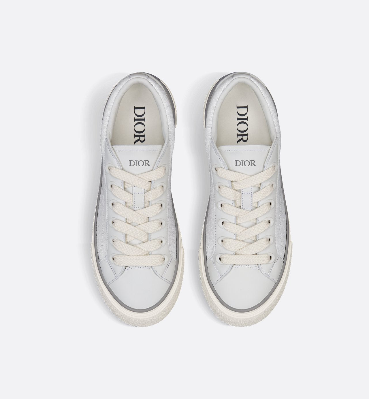 B33 Sneaker White Smooth Calfskin And Dior Oblique Jacquard