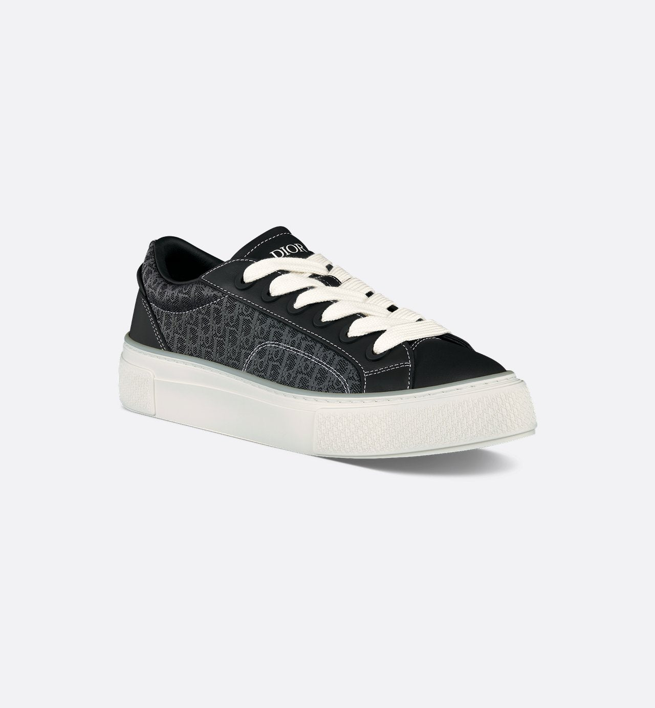 B33 Sneaker Black Smooth Calfskin And Dior Oblique Jacquard