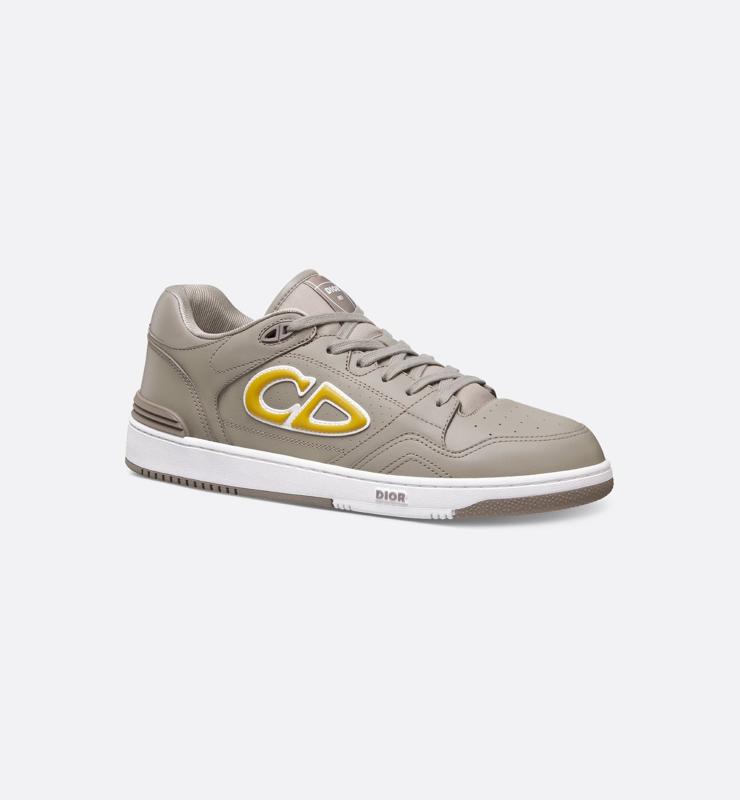 Dior And Stone Island B57 Low Top Sneaker Limited And Numbered Edition Gray And Yellow Smooth Calfskin