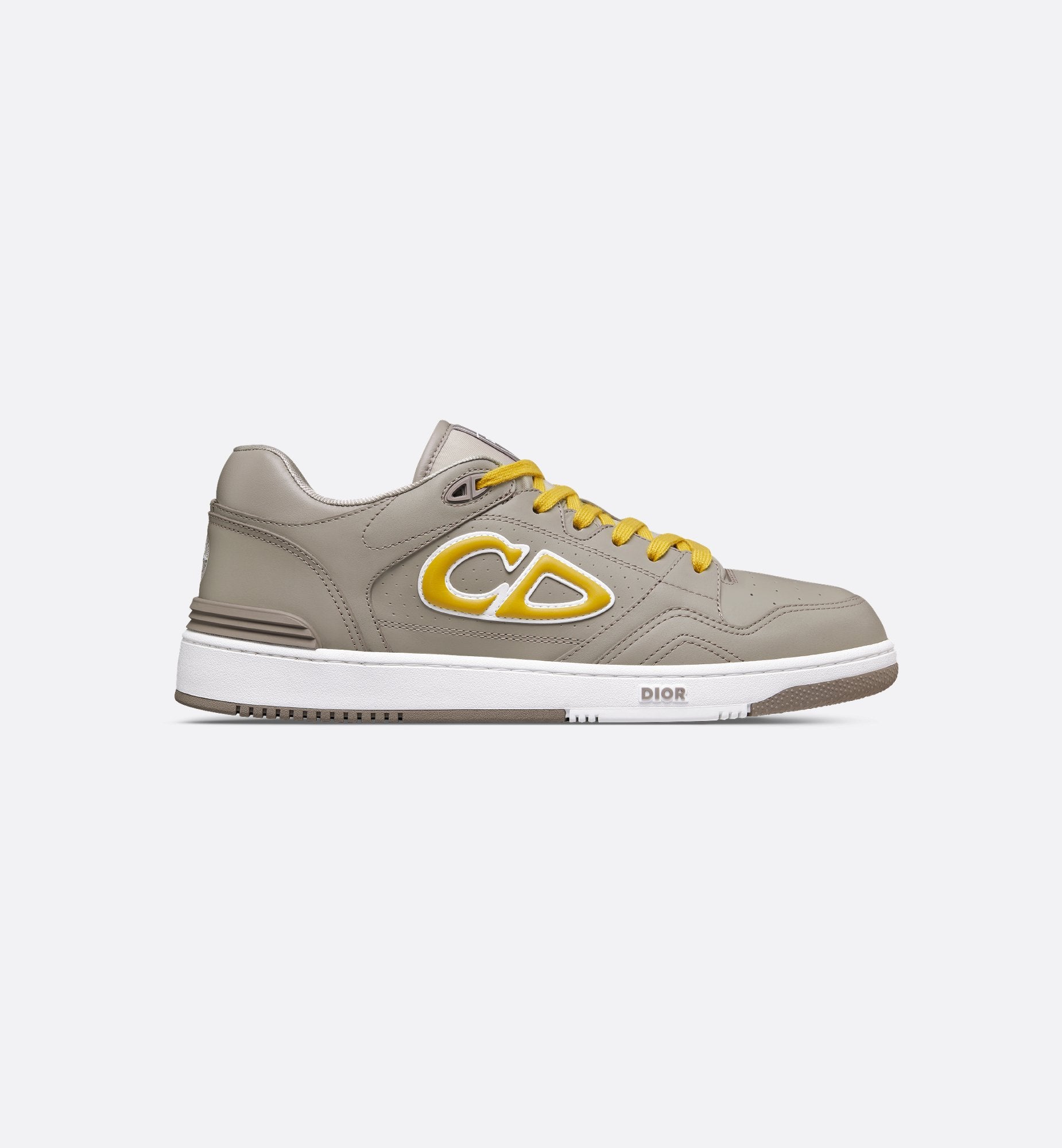 Dior And Stone Island B57 Low Top Sneaker Limited And Numbered Edition Gray And Yellow Smooth Calfskin