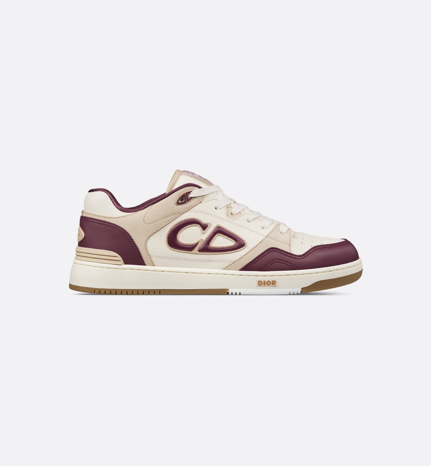 B57 Low Top Sneaker Burgundy And Cream Smooth Calfskin With Beige Suede