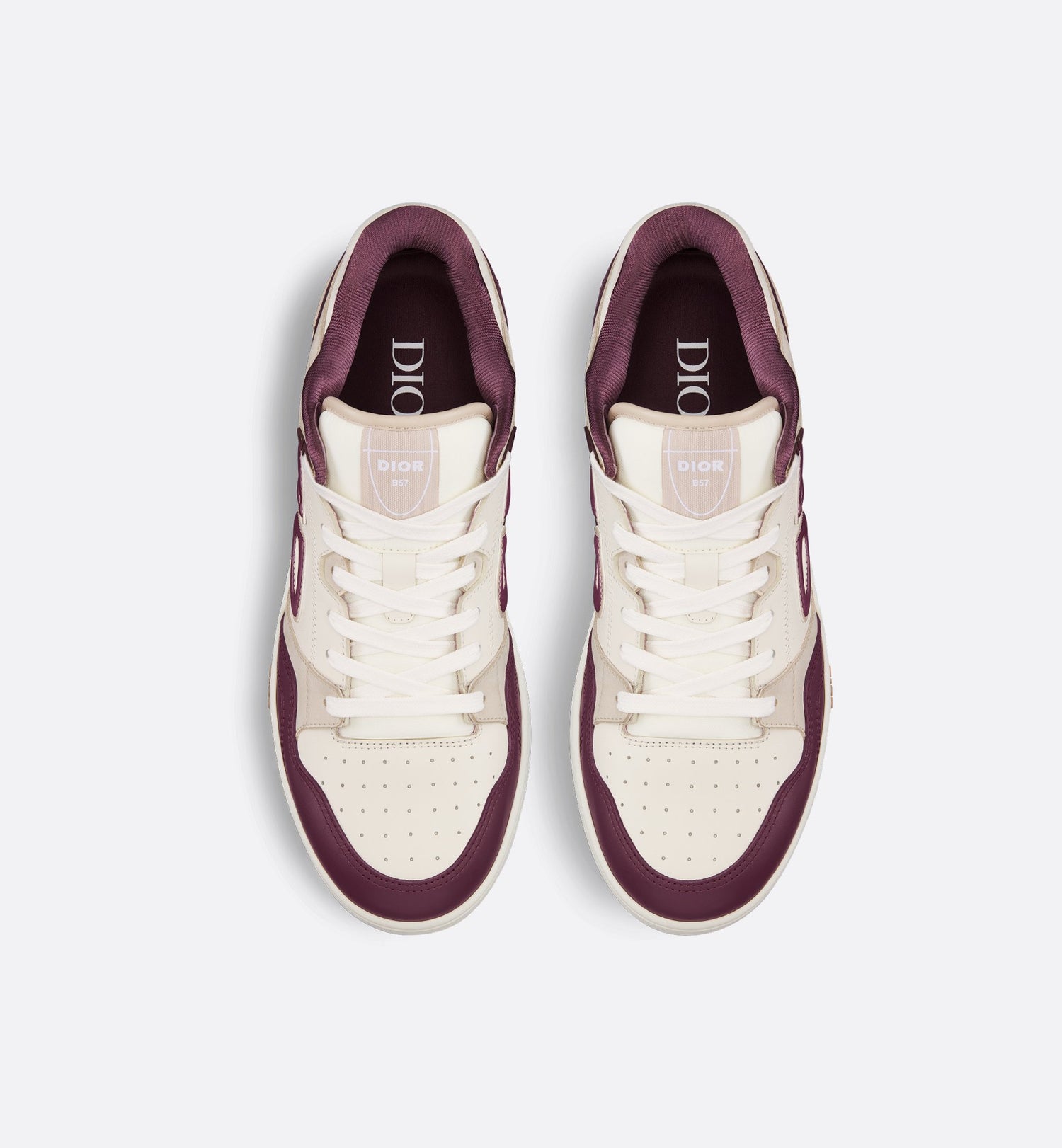 B57 Low Top Sneaker Burgundy And Cream Smooth Calfskin With Beige Suede