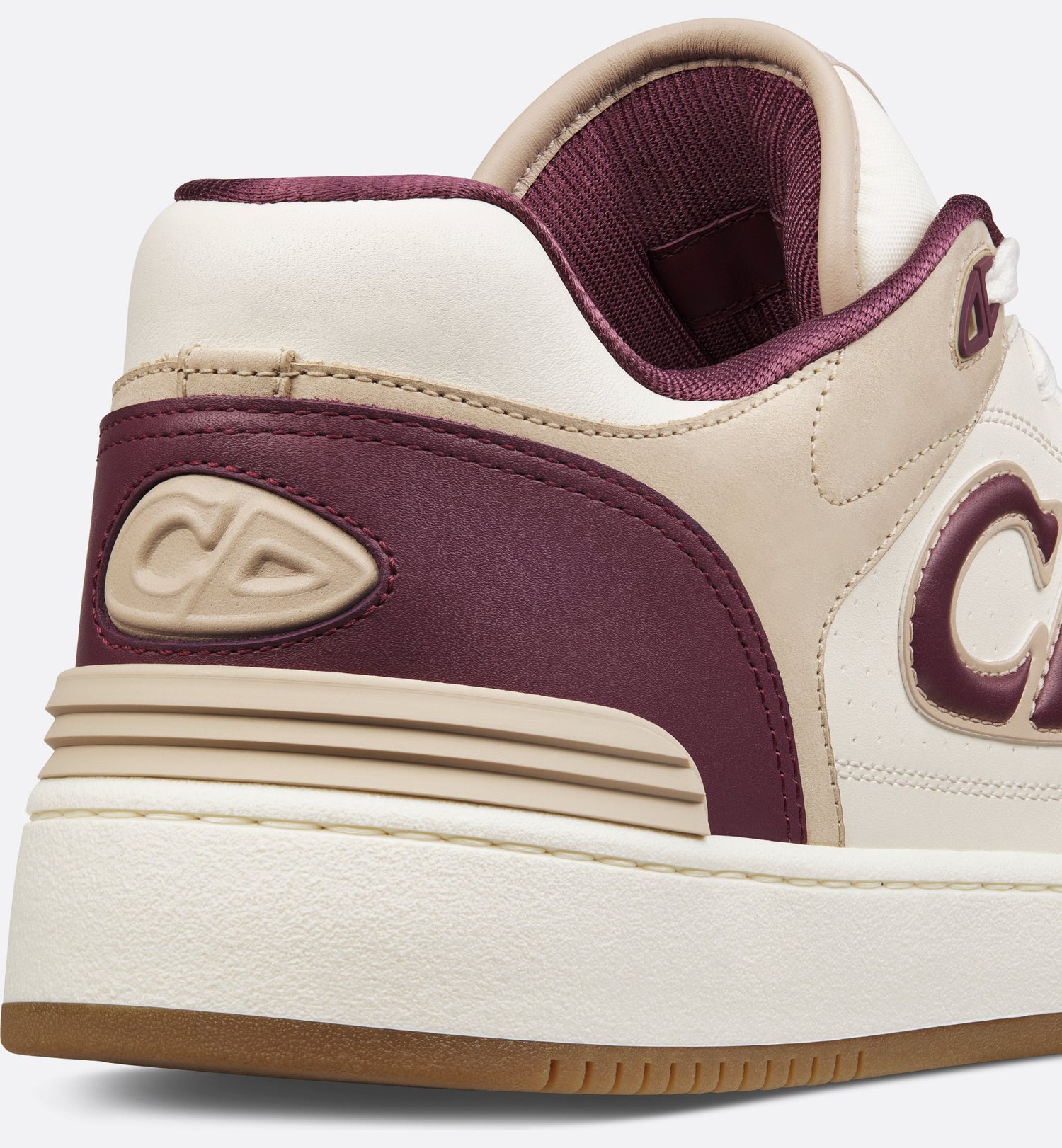 B57 Low Top Sneaker Burgundy And Cream Smooth Calfskin With Beige Suede