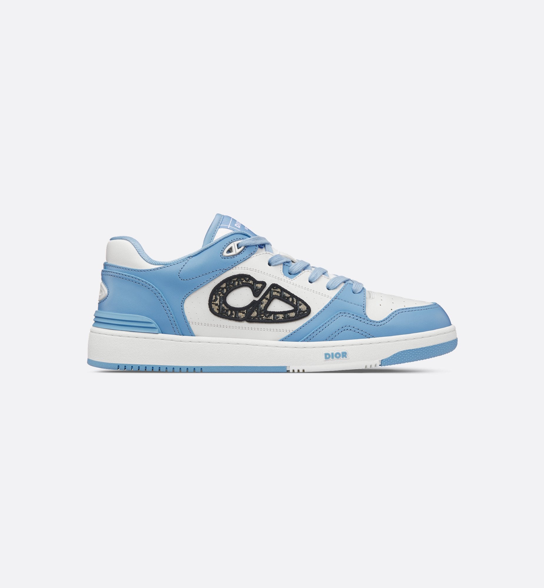 B57 Low Top Sneaker Light Blue And White Smooth Calfskin With Beige And Black Dior Oblique Jacquard