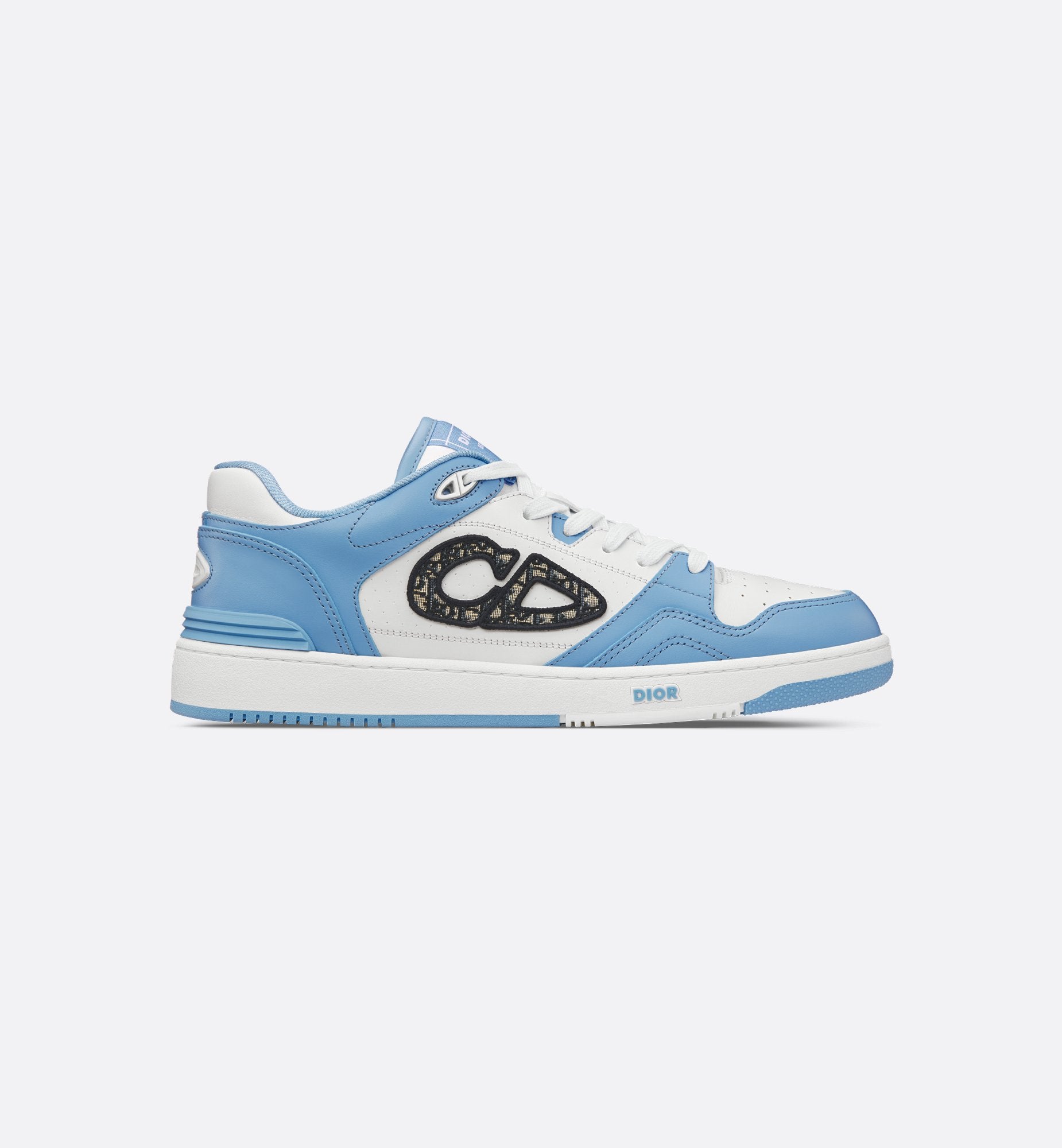 B57 Low Top Sneaker Light Blue And White Smooth Calfskin With Beige And Black Dior Oblique Jacquard