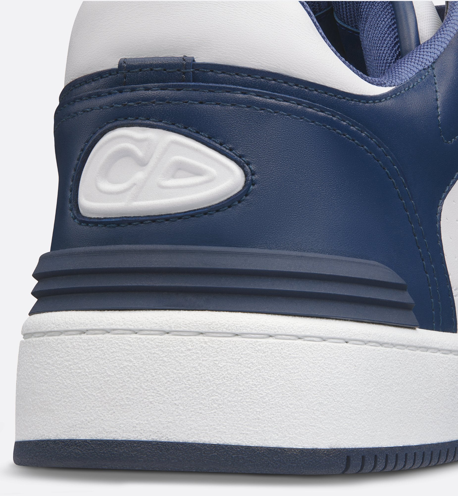 B57 Low Top Sneaker Navy Blue And White Smooth Calfskin With Beige And Black Dior Oblique Jacquard